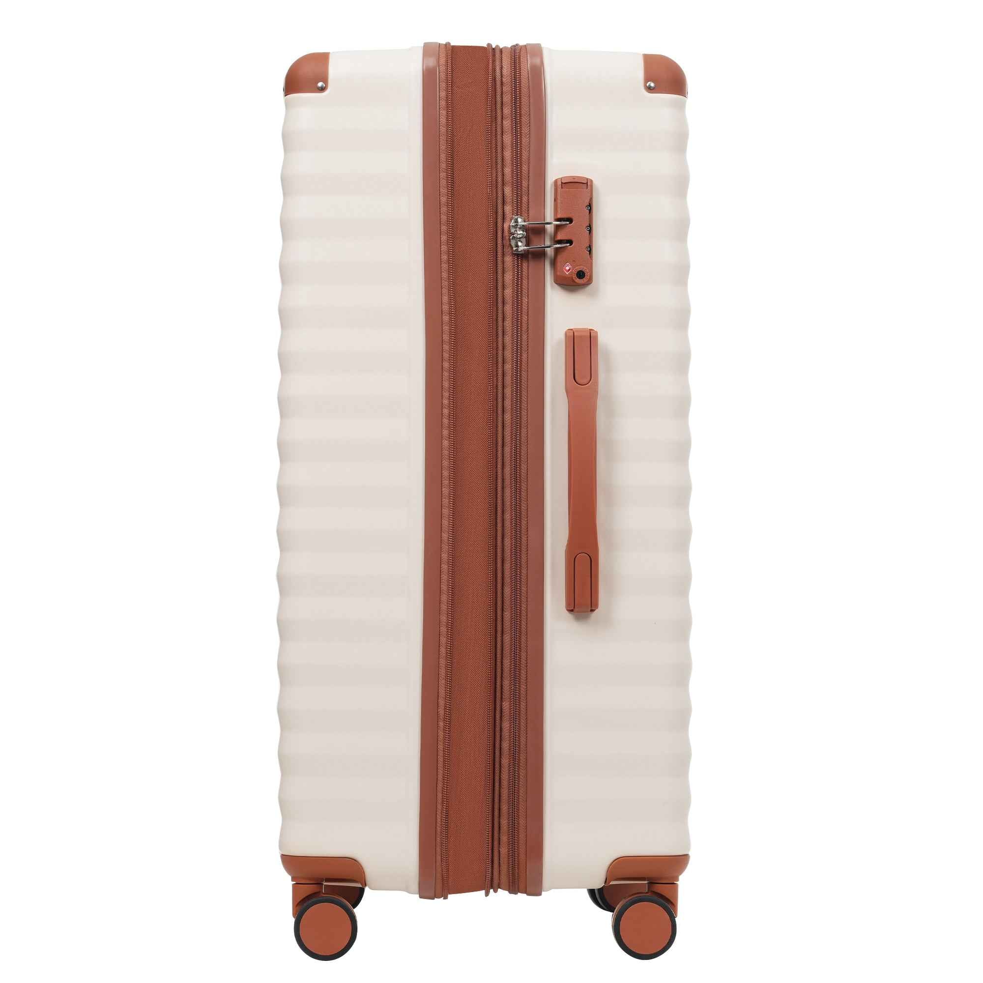 Luggage Sets 5 Piece with Front Opening , Hardside Expandable Carry on Suitcase with Spinner Wheels TSA Lock USB Port  Cup Holder Duffel Bag and Toiletry Bag