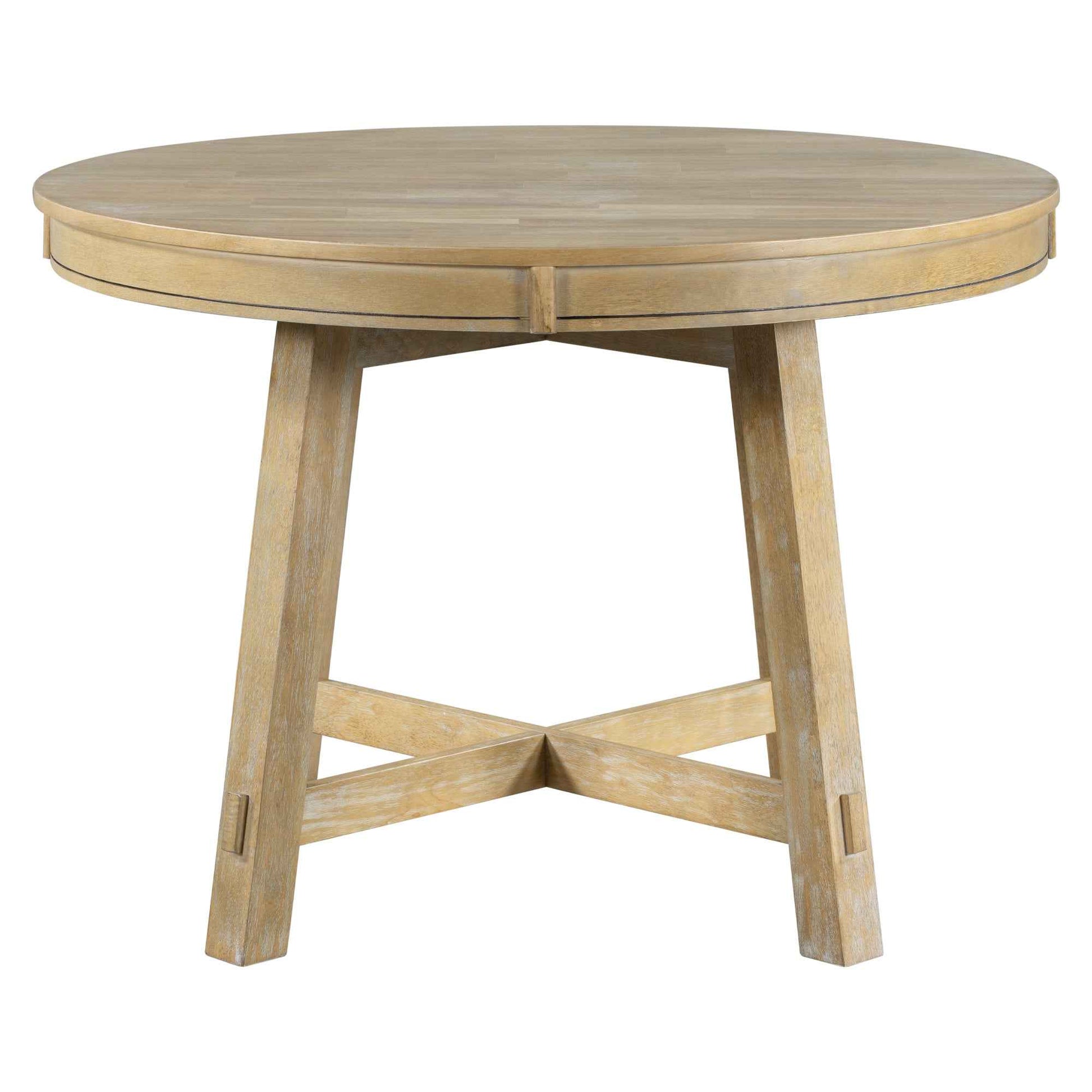 Gia Round Extendable Dining Table with 16' Leaf Wood, Natural