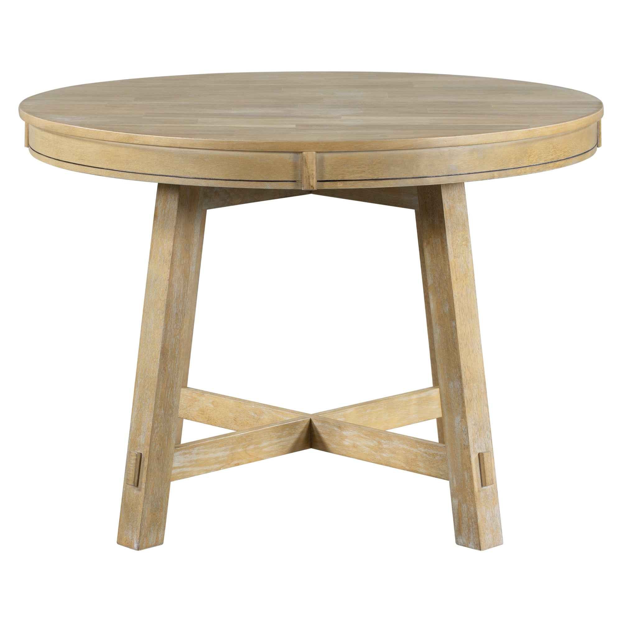 Gia Round Extendable Dining Table with 16' Leaf Wood, Natural