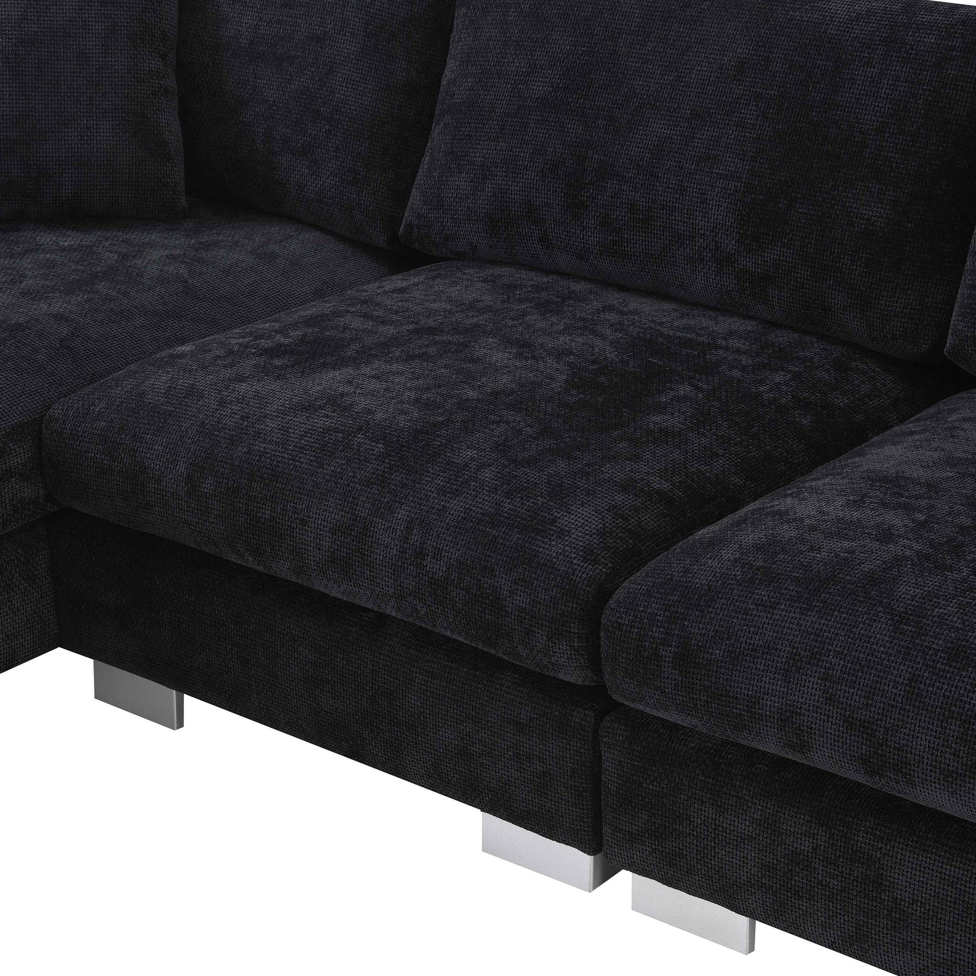 Modern Cloud L-Shaped Sectional Sofa with Chaise, Chenille Fabric, 3 Colors, 96*56 inches
