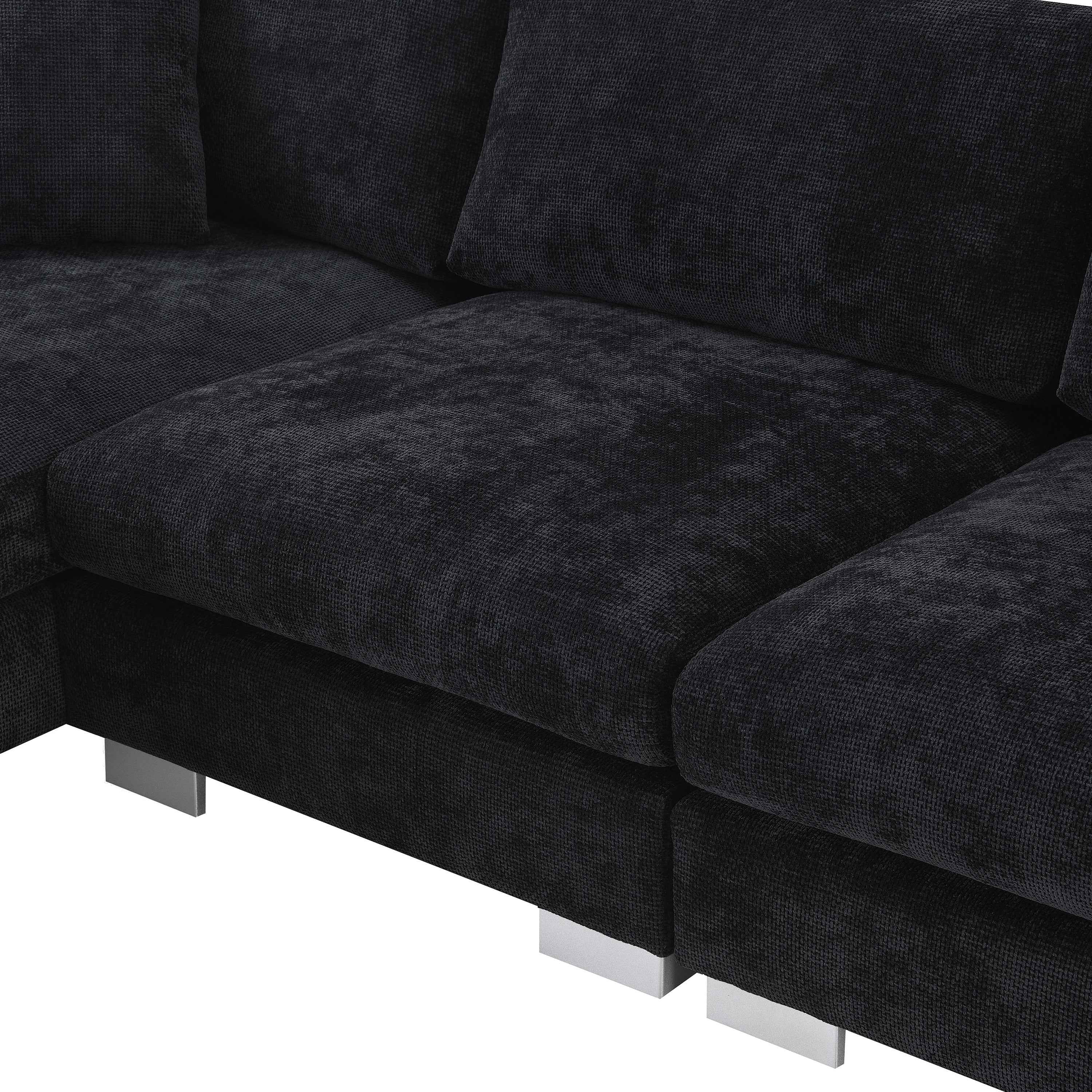 Modern Cloud L-Shaped Sectional Sofa with Chaise, Chenille Fabric, 3 Colors, 96*56 inches