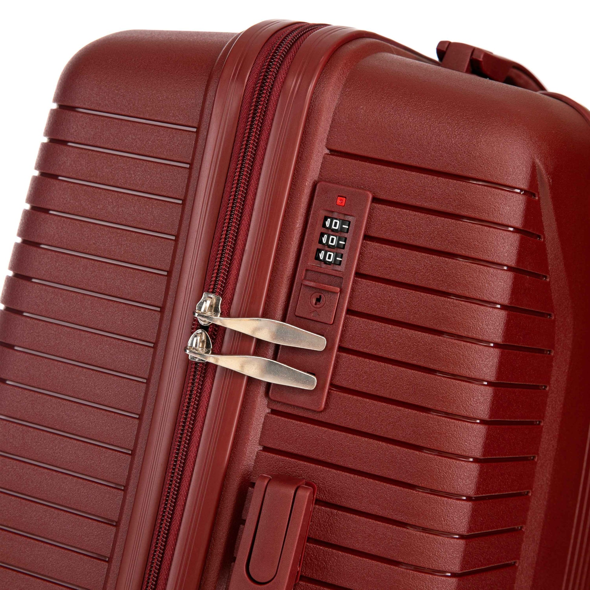 20'/24'/28' 3 pcs/set in PP Spinner Wheel Luggage, Carry on Suitcase, Matching Color, Combination Lock (Red)