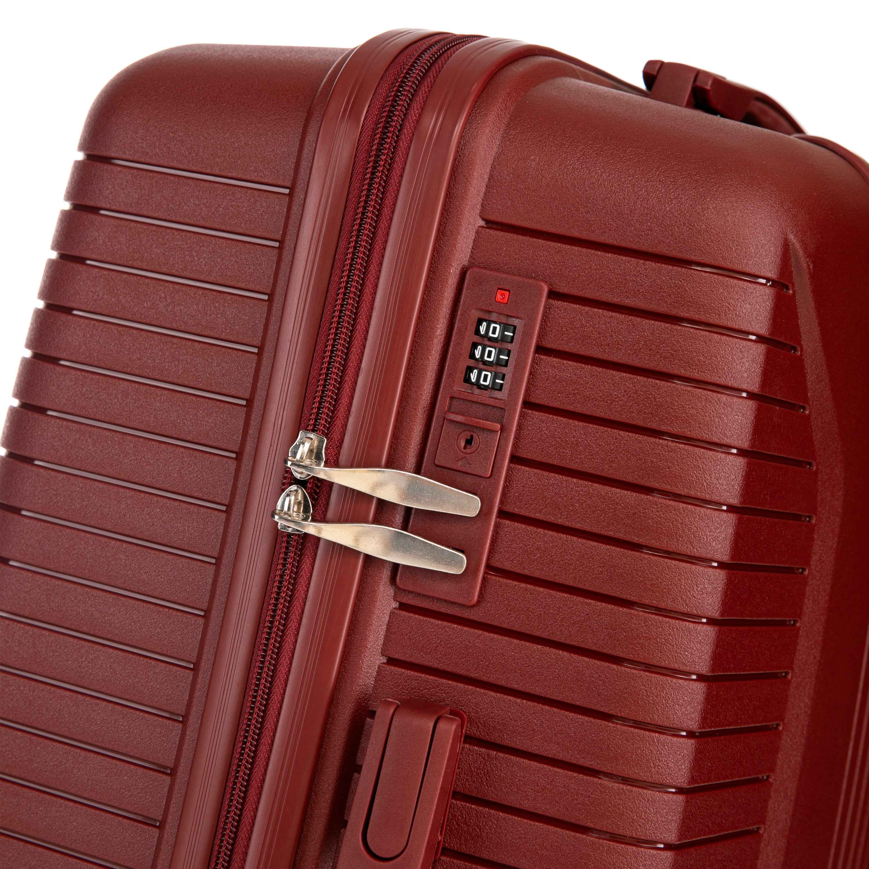 20'/24'/28' 3 pcs/set in PP Spinner Wheel Luggage, Carry on Suitcase, Matching Color, Combination Lock (Red)