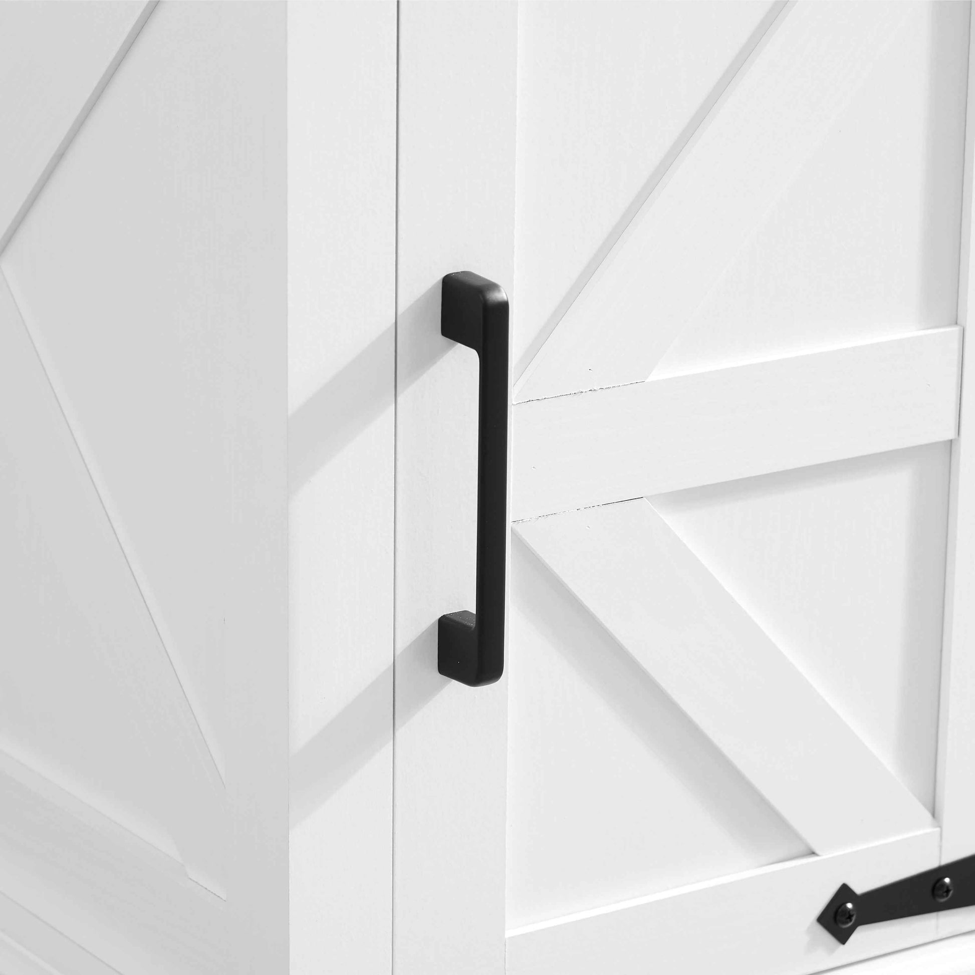 Farmhouse end table Nightstand Rectangular Farmhouse End Table with Barn Door and Adjustable Storage Shelf, Rustic Sofa Side Table for Living Room, Bedroom, White