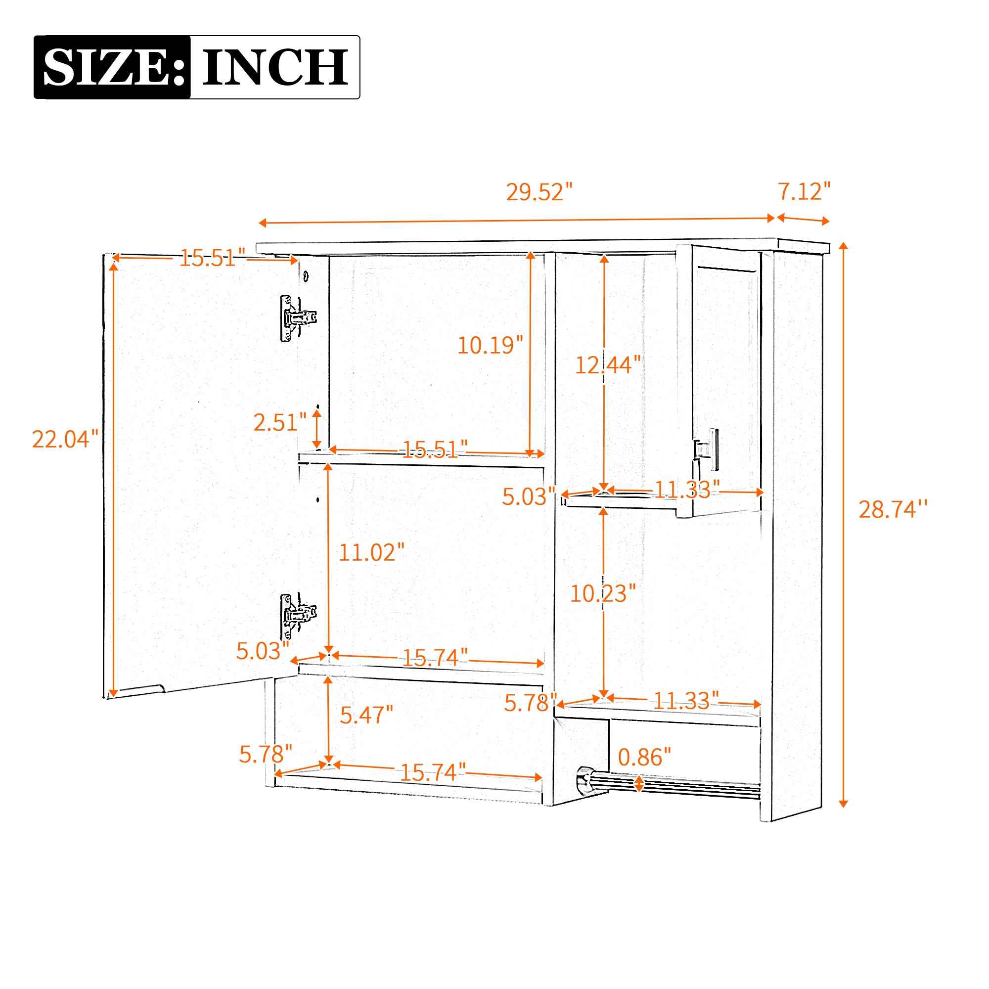 29'' x 28'' Modern Wall Mounted Bathroom Medicine Cabinet, Bathroom Wall Storage Cabinet with Mirror, Over the Toilet Space Saver Cabinet with Towels Bar