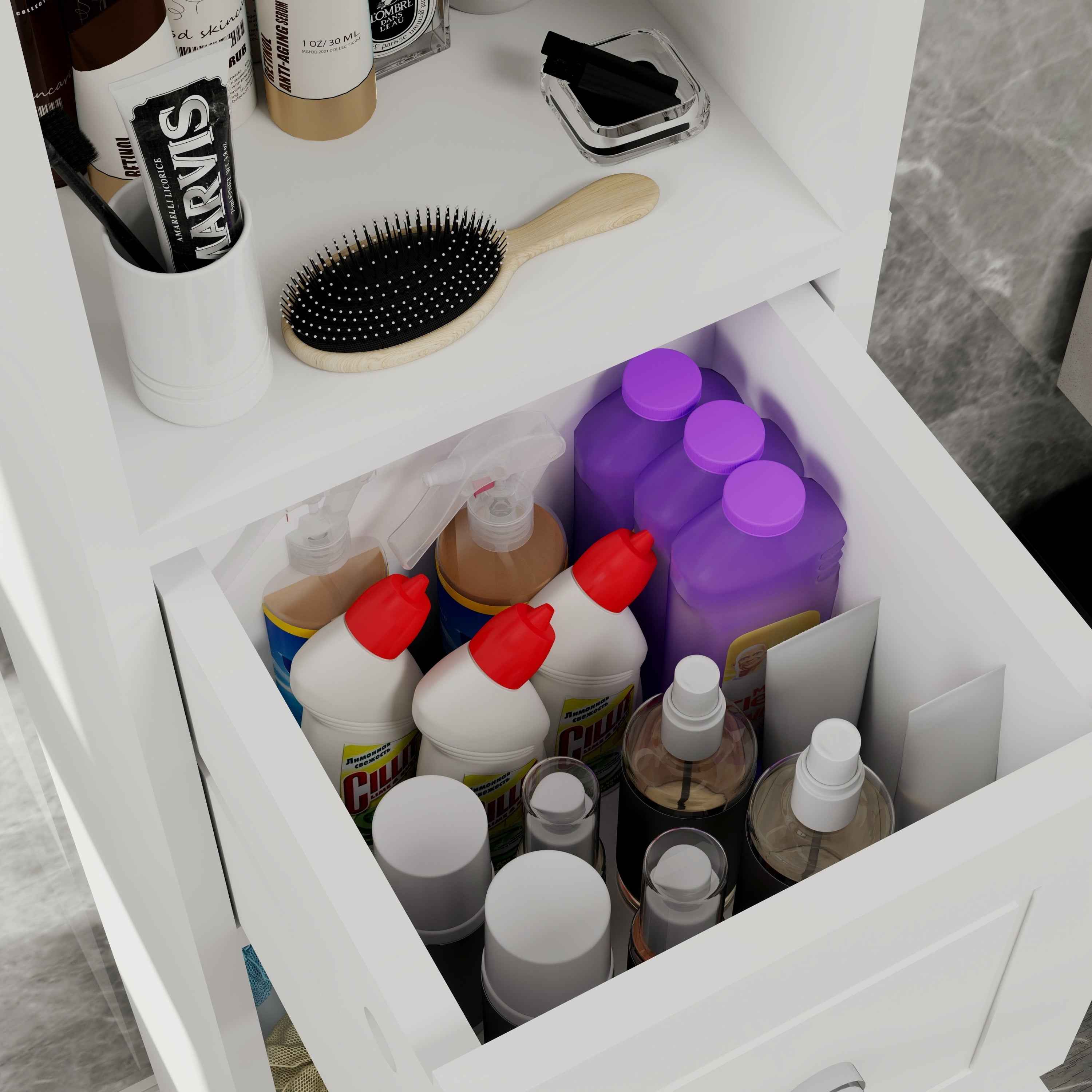 Tall Slim Bathroom Storage Cabinet, 71' Freestanding Bathroom Cabinet with 1 Drawer, 2 Doors and 4 Adjustable Shelves-White