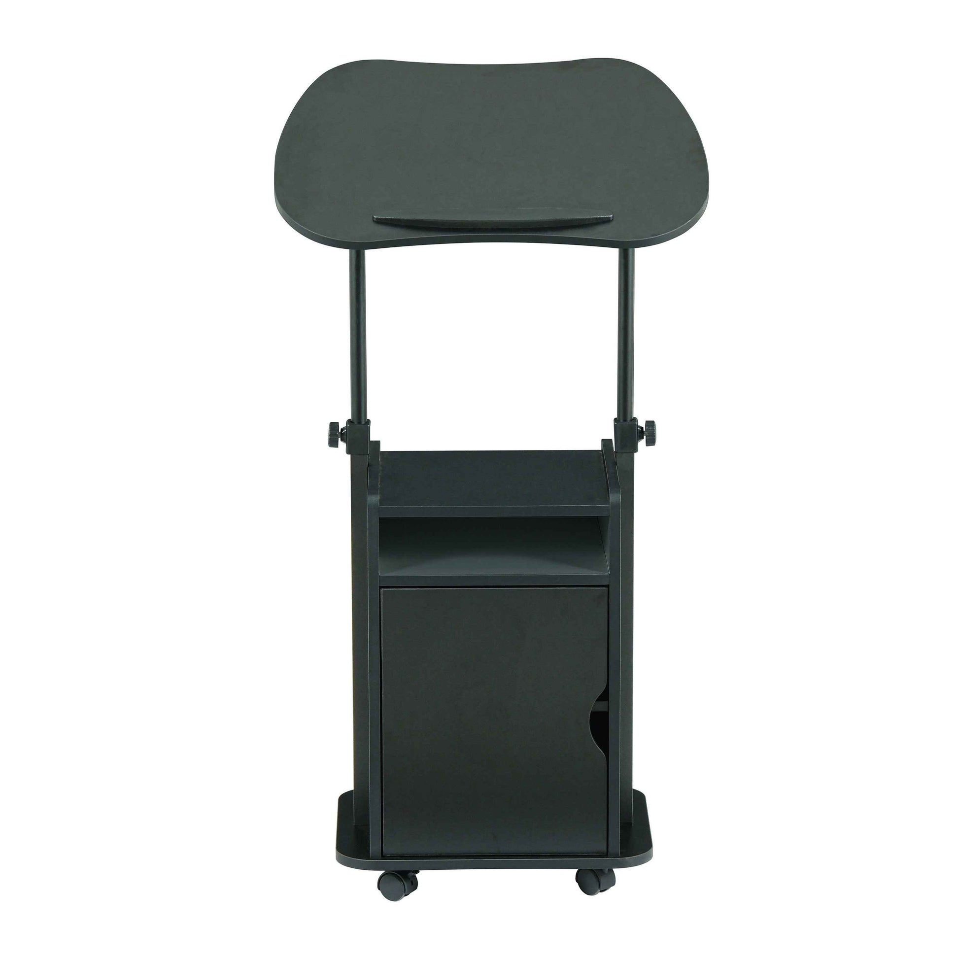 Techni Mobili Sit-to-Stand Rolling Adjustable Laptop Cart With Storage, Black