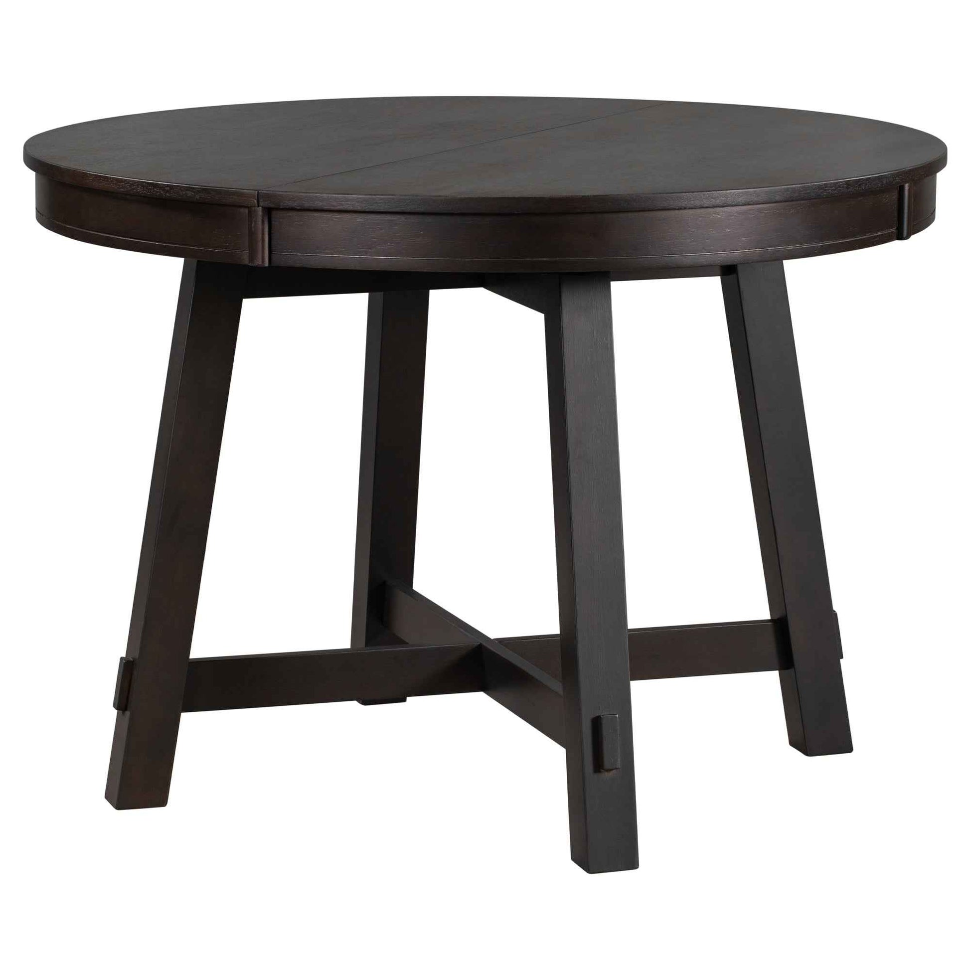 Gia Round Extendable Dining Table with 16' Leaf Wood, Espresso