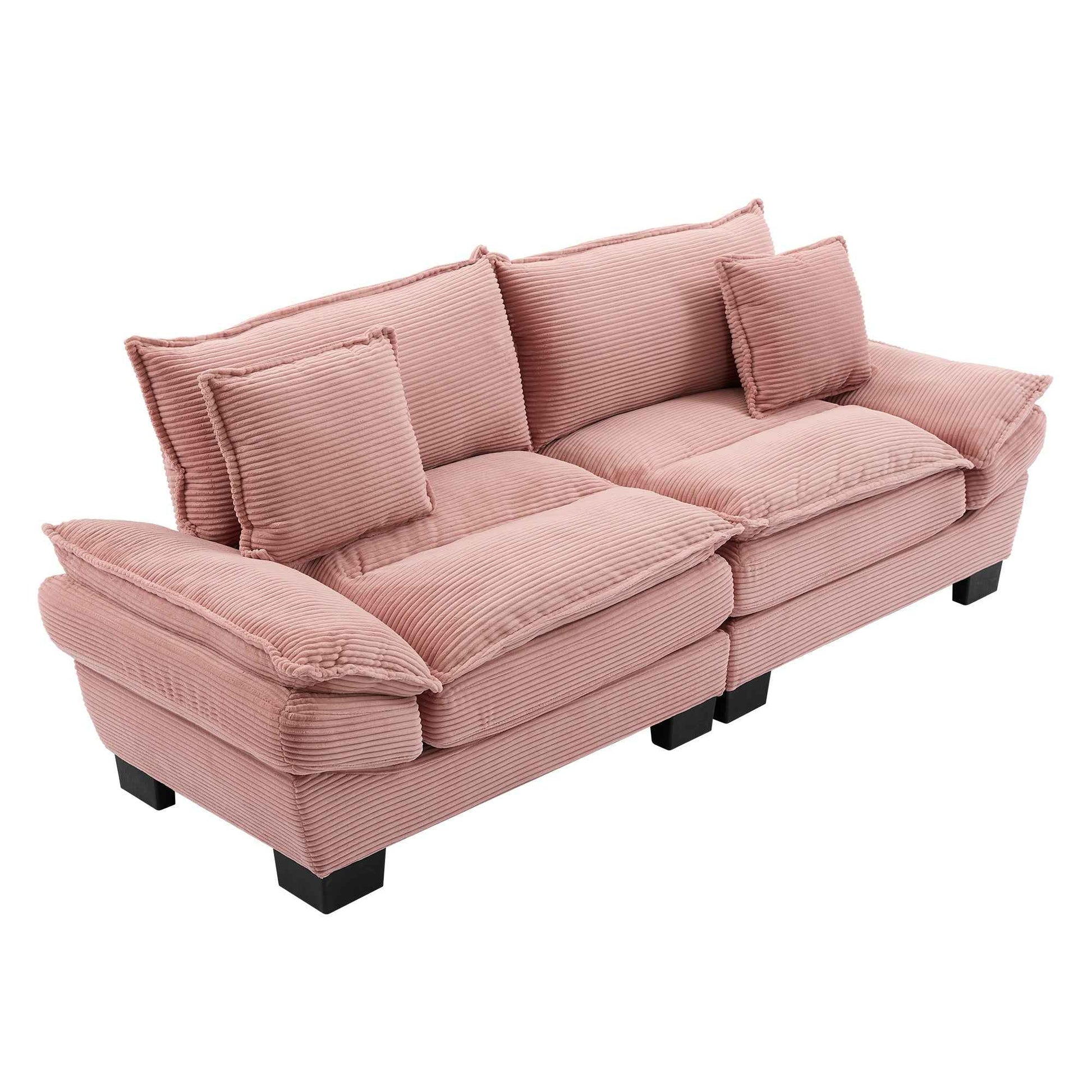 Corduroy Sofa Sleeper Couch Loveseat Sofa with Pillows Comfy Upholstered Deep Seat Sofa for Bedroom,Living Room,Apartment,Office,Dorm-Pink Corduroy
