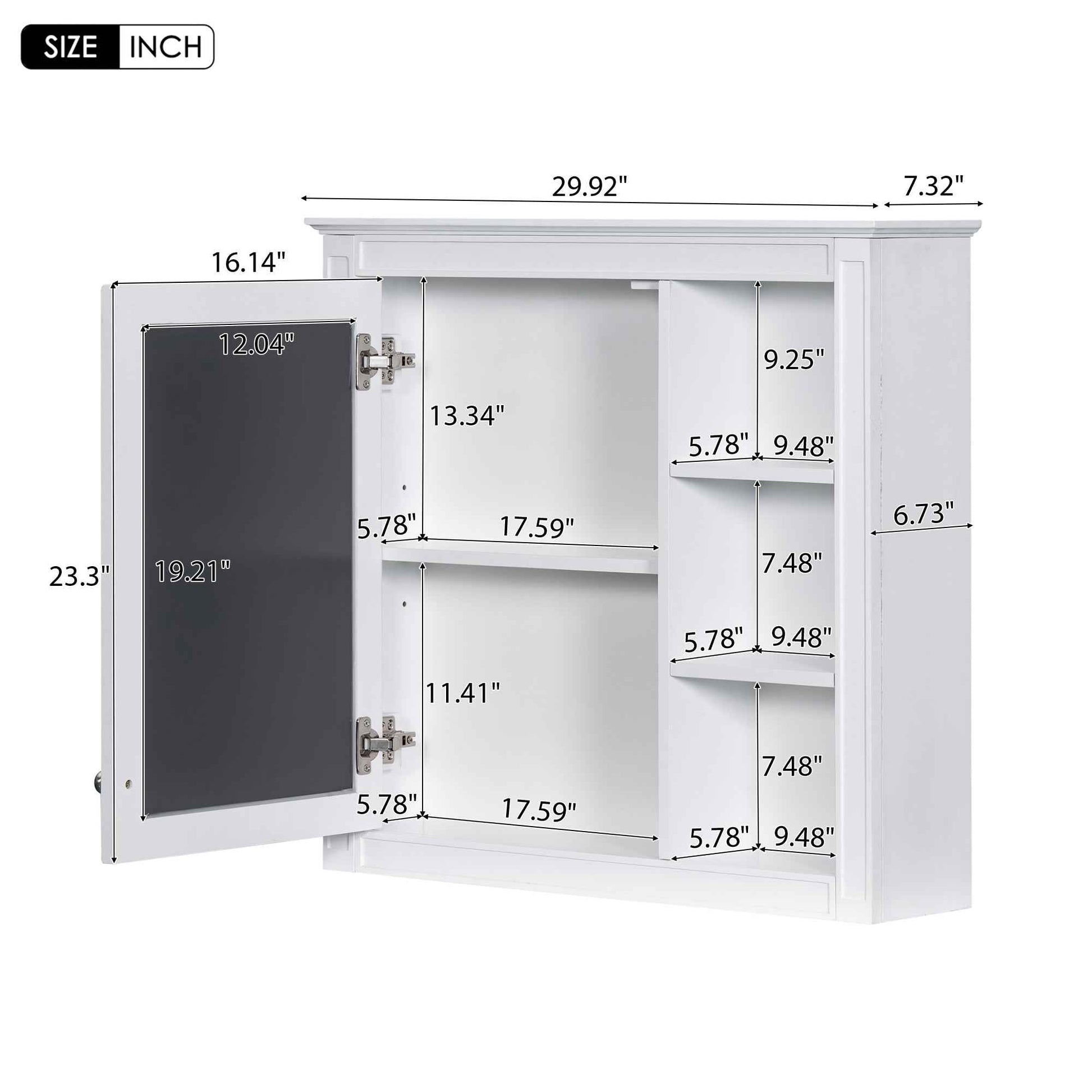 Modern 30'' Bathroom Vanity with Top Sink, White Freestanding Storage Cabinet with 2 Drawers and Tip-out Drawer, Mirror Cabinet Combo, Solid Wood + MDF Frame, Ceramic Undermount Sink