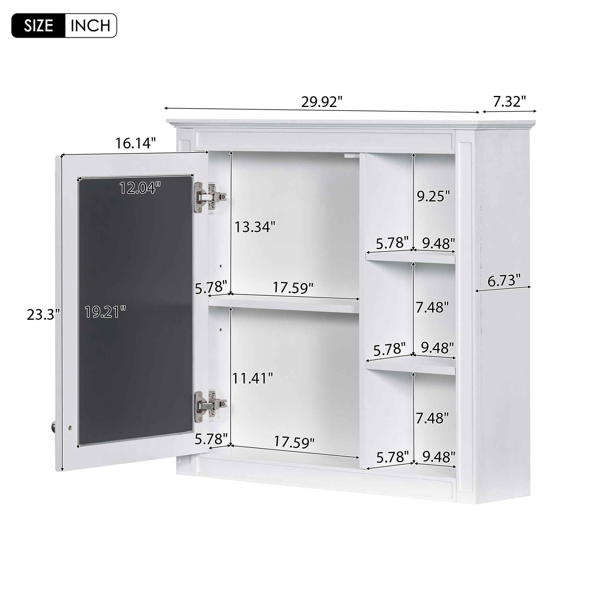 Modern 30'' Bathroom Vanity with Top Sink, White Freestanding Storage Cabinet with 2 Drawers and Tip-out Drawer, Mirror Cabinet Combo, Solid Wood + MDF Frame, Ceramic Undermount Sink