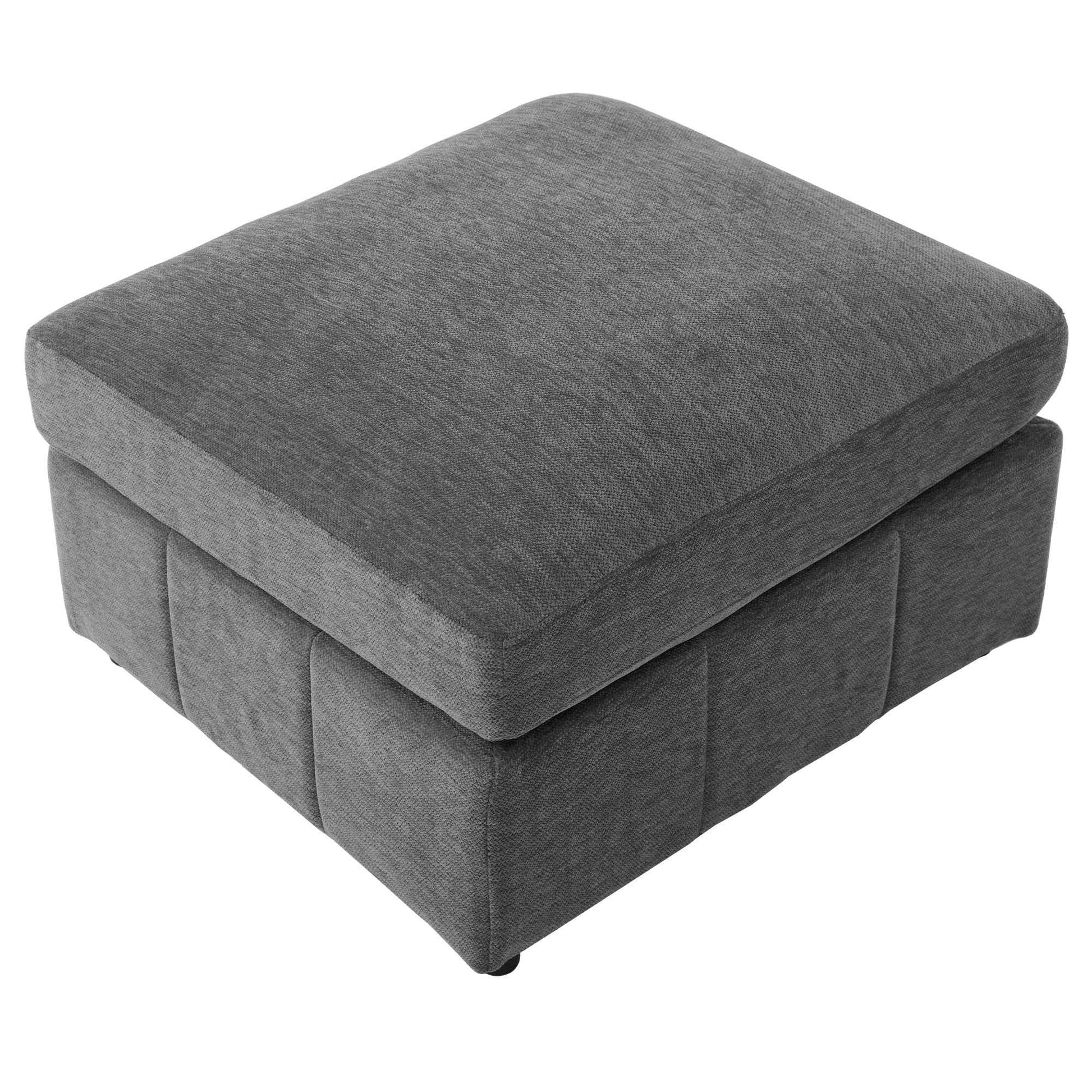 Modern Sectional Sofa Modular Sofa with Movable Ottoman, USB Ports & Phone Holder, Grey Chenille, 85.4'