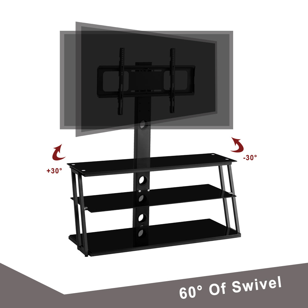 Black Multi-Function Angle And Height Adjustable Tempered Glass  TV Stand - Abrihome