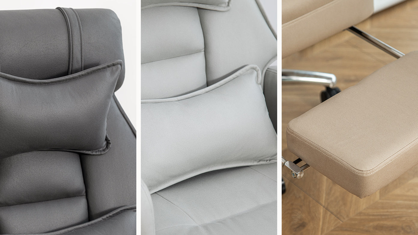 Swivel Ergonomic Office Chair, Technology Leather  High Back Office Chair with Lumbar Support Headrest, Sedentary Comfortable Boss Chair, 155° Reclining Computer Chair (Color : Grey) - Abrihome