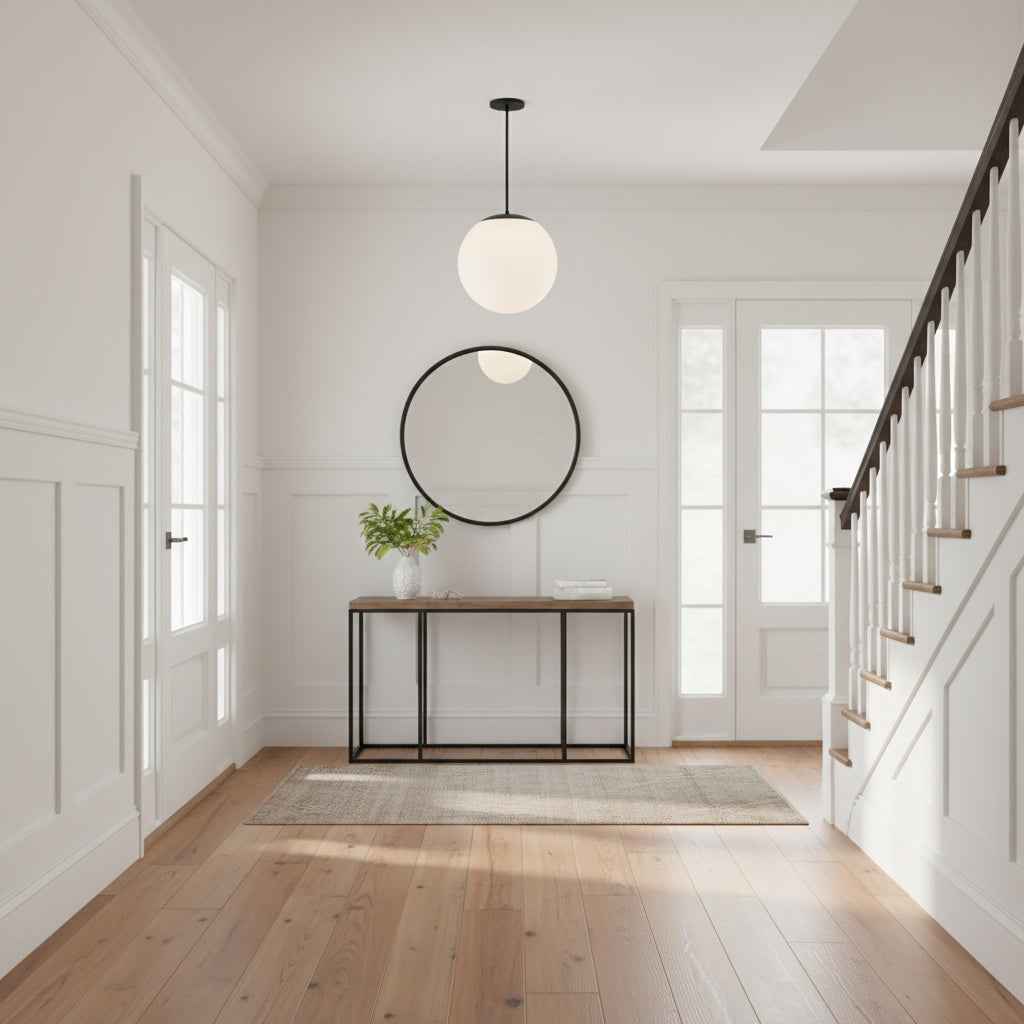 10 inch Diameter Etched White Glass Globe Integrated LED Pendant