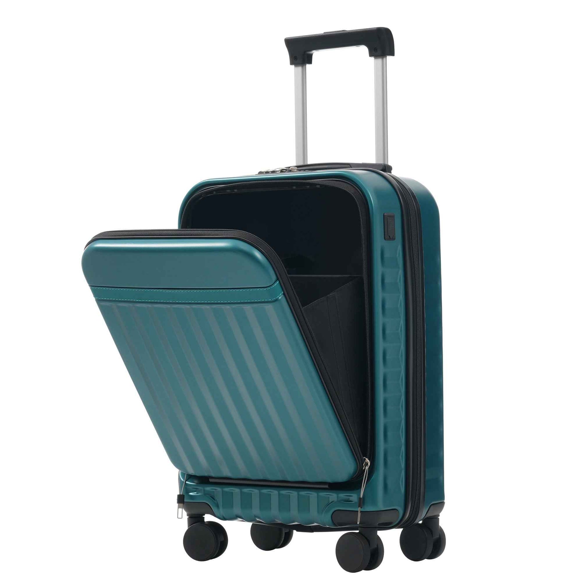 Front Opening Luggage Set 3 Piece, Hardside Carry on Suitcase with USB Port, Expandable Luggage with Handle Bag Spinner Wheels TSA Lock