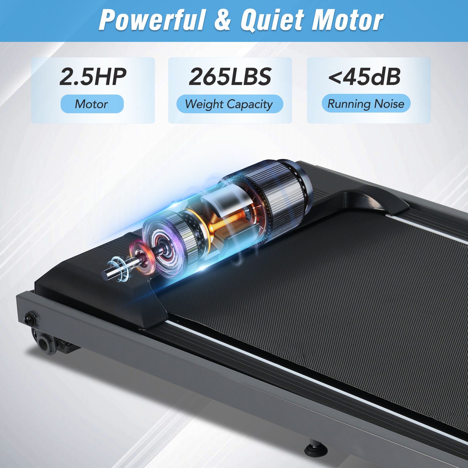 NEW Folding Treadmills Walking Pad Treadmill for Home Office -2.5HP Walking Treadmill With Incline 0.5-7.5MPH 265LBS Capacity Treadmill for Walking Running - Abrihome