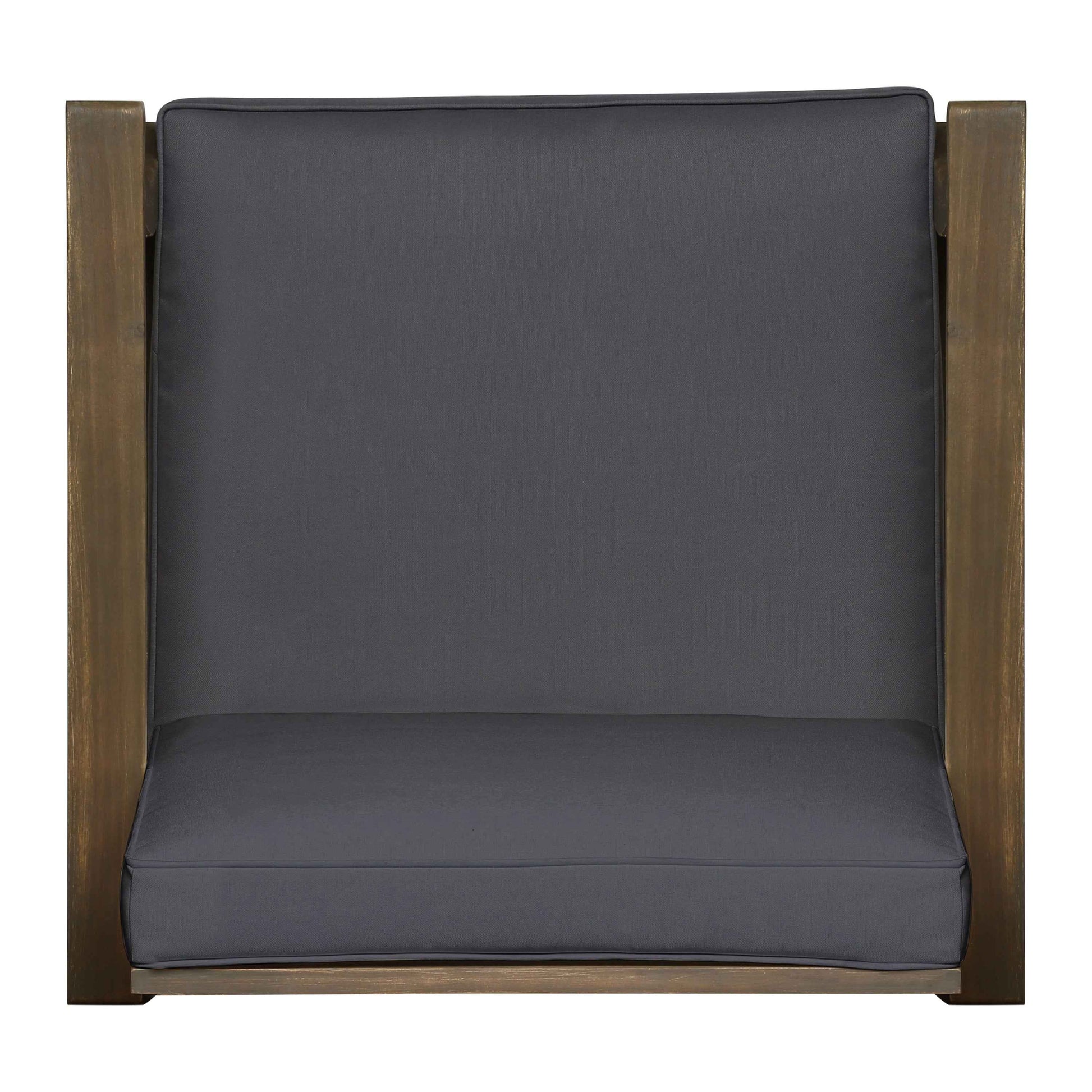 Enchanting Outdoor Club Chair with Slat Panel Design and Water Resistant Cushion, Dark Grey