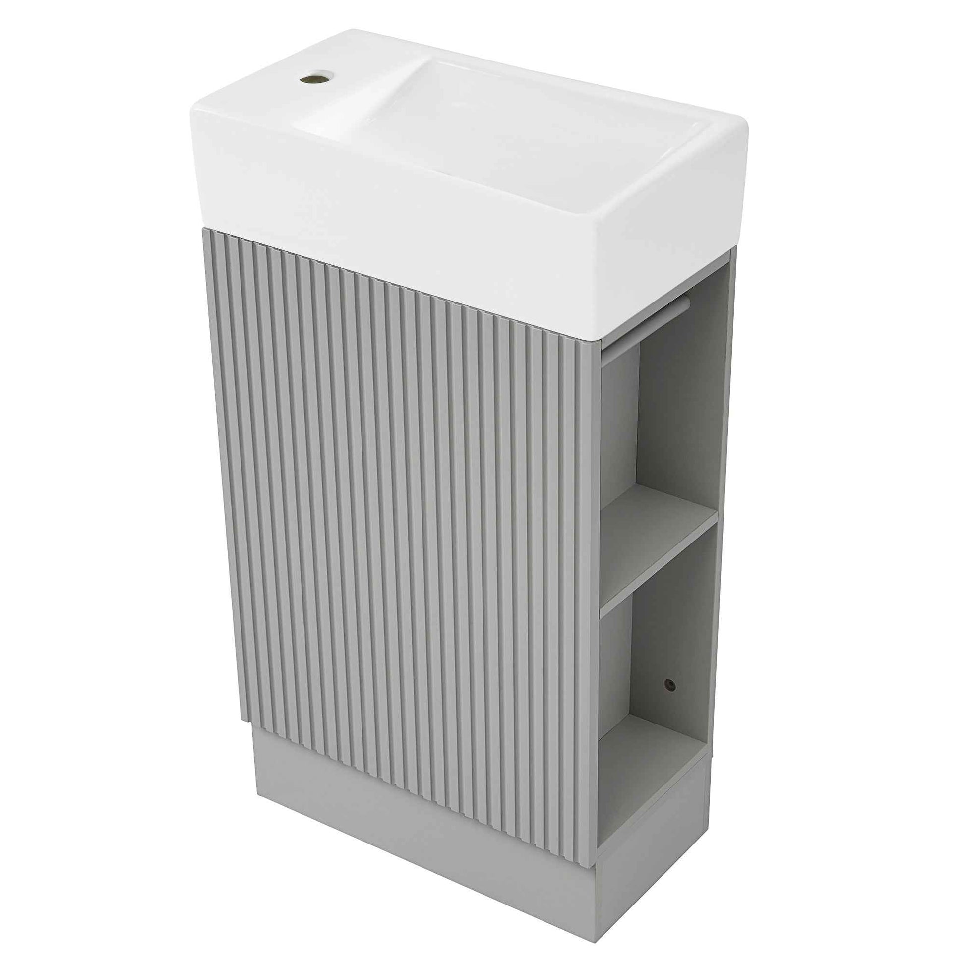 18.6' Bathroom Vanity with Sink, Bathroom Vanity Cabinet with Two-tier Shelf, Left or Right Orientation, Grey  (Old Sku:WF308491AAE)