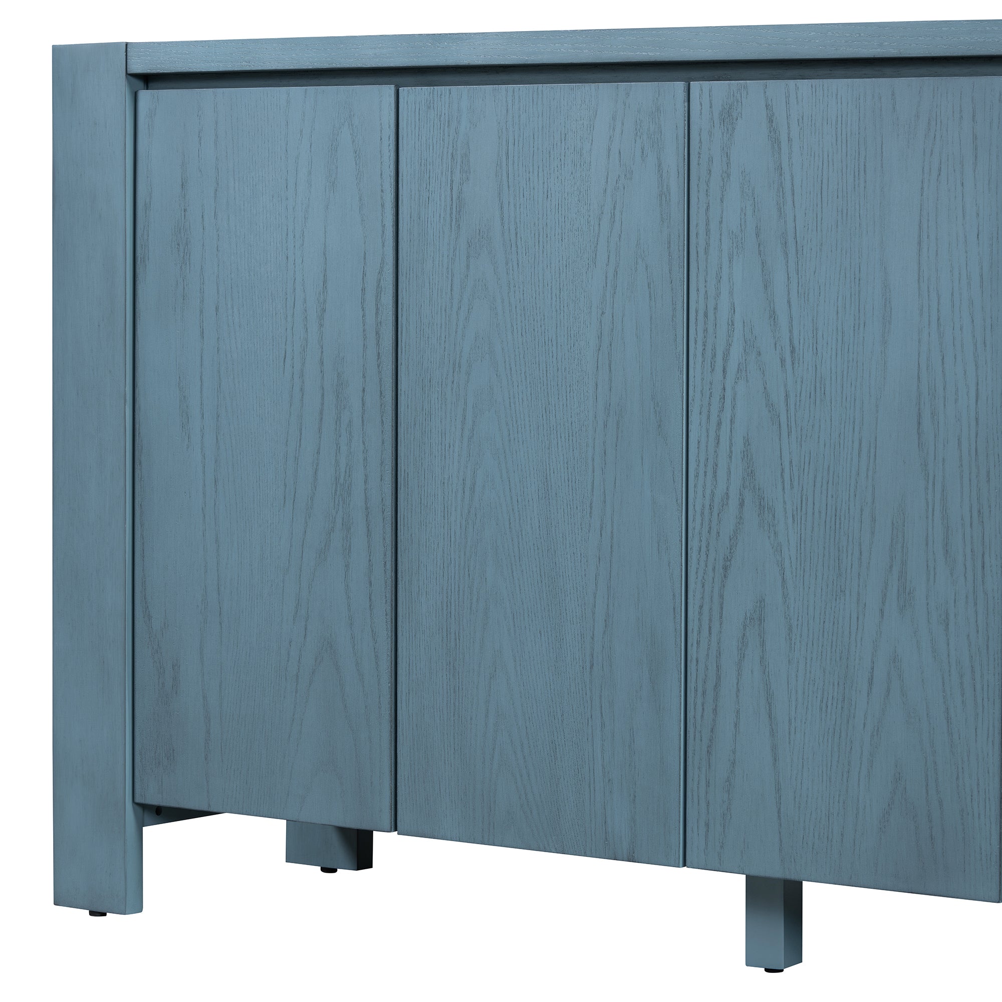 TREXM Retro 4-door Sideboard with Distressed Finish and Adjustable Shelves for Dining Room, Kitchen, and Living Room (Navy)