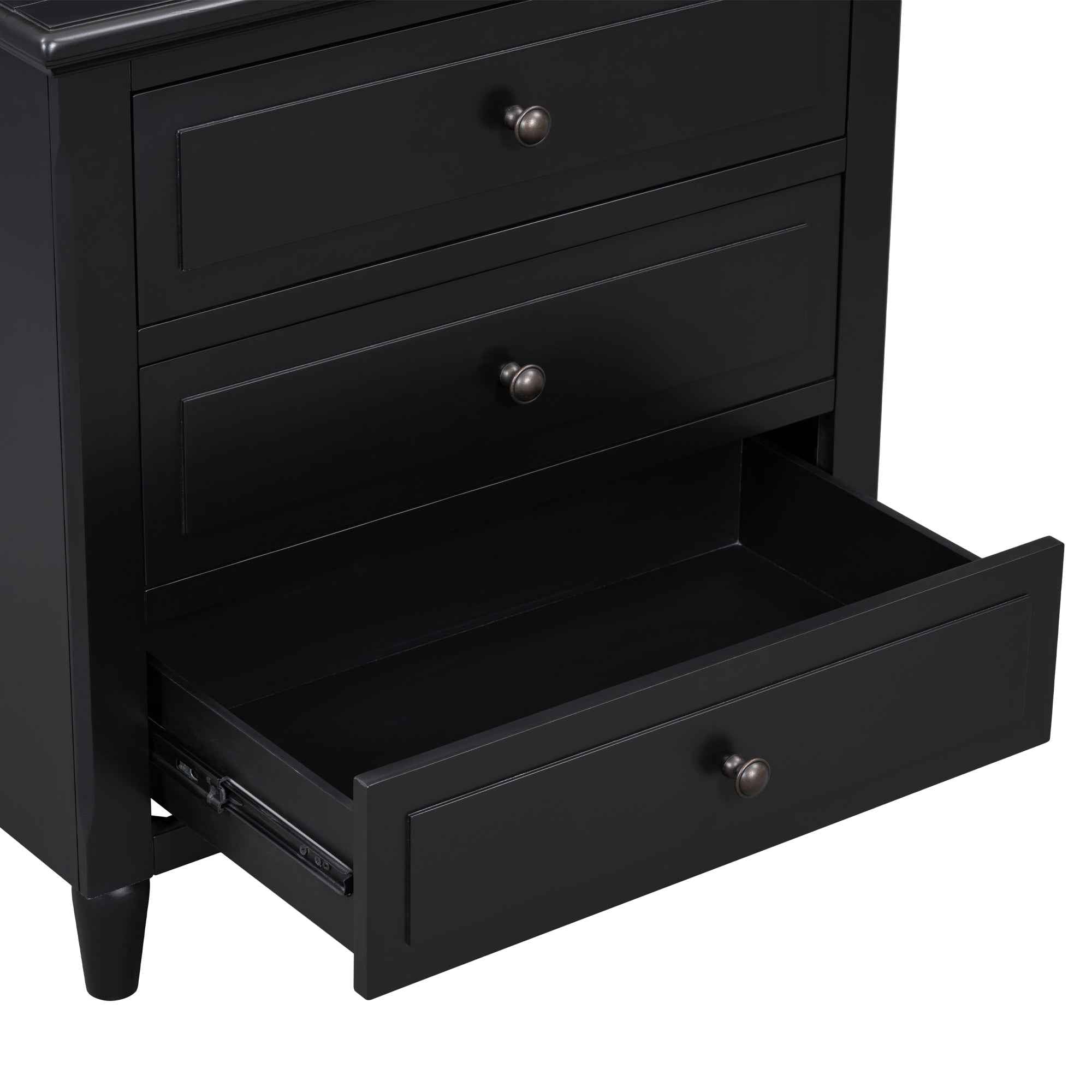 U_STYLE 28''painted Nightstand with 3 Drawers and Smooth Gliding Rails ,Simple Bedside Cabinet with Metal handle, Minimalist Sofa Side Table with rubber legs for Bedroom Sofa Couch Office