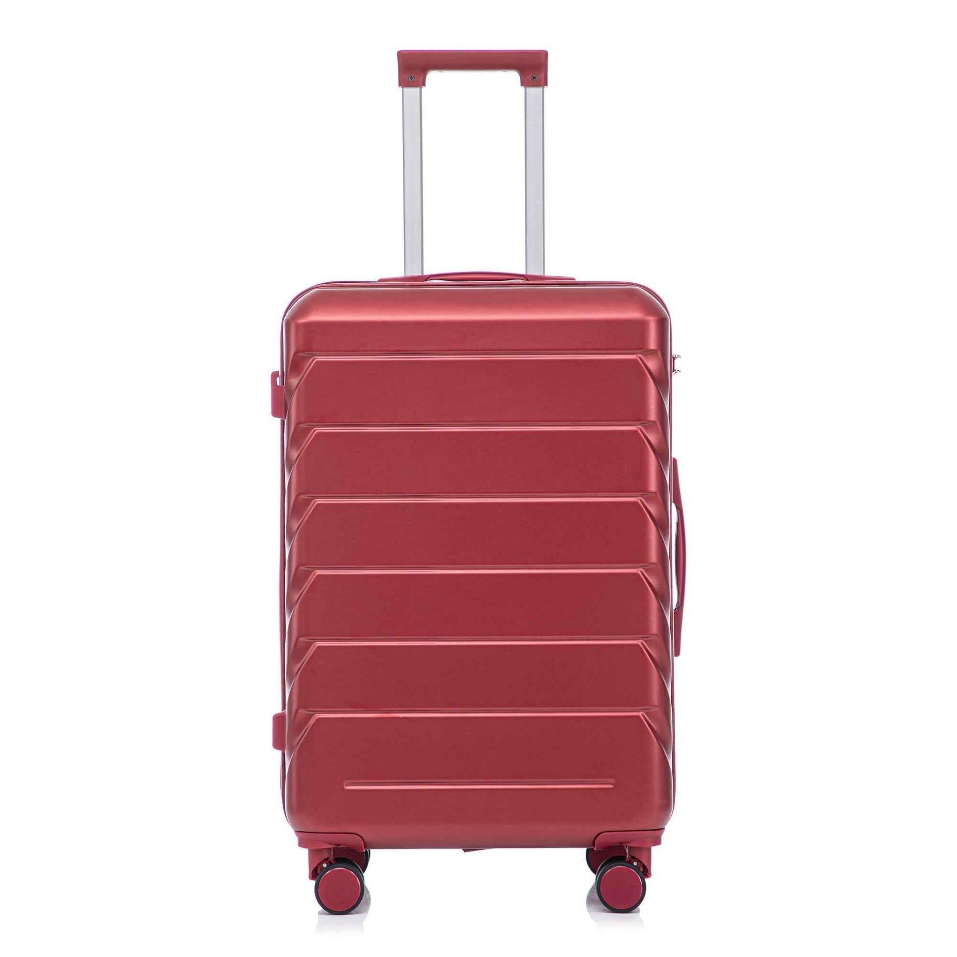 Set 3PCs 20'/24'/28' ABS Spinner Wheel Luggage, Matching Color, with Combination Lock - Wine Red