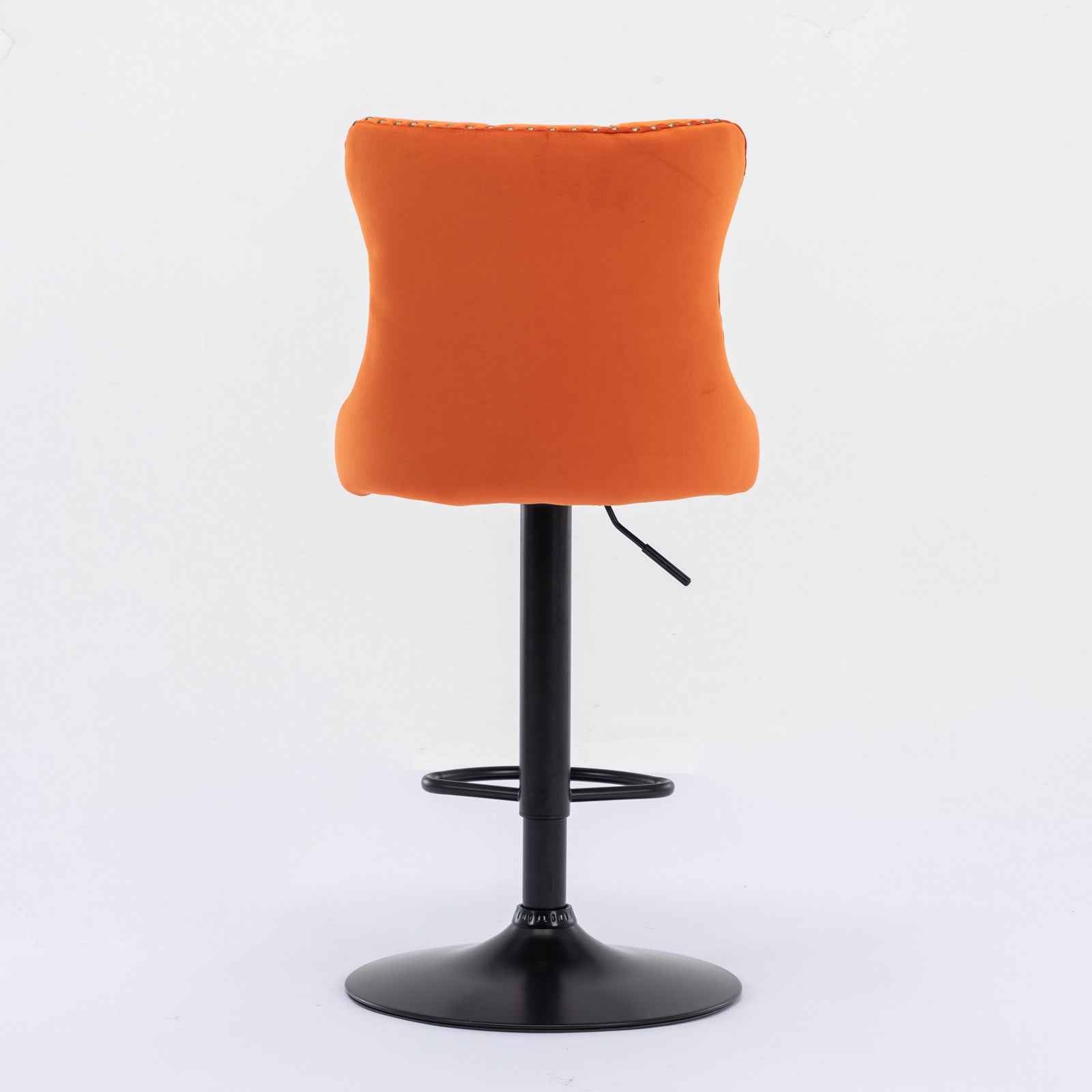 A&A Furniture,Swivel Velvet Barstools Adjusatble Seat Height from 25-33 Inch,17.7inch base, Modern Upholstered Bar Stools with Backs Comfortable Tufted for Home Pub and Kitchen Island,Orange,Set of 2