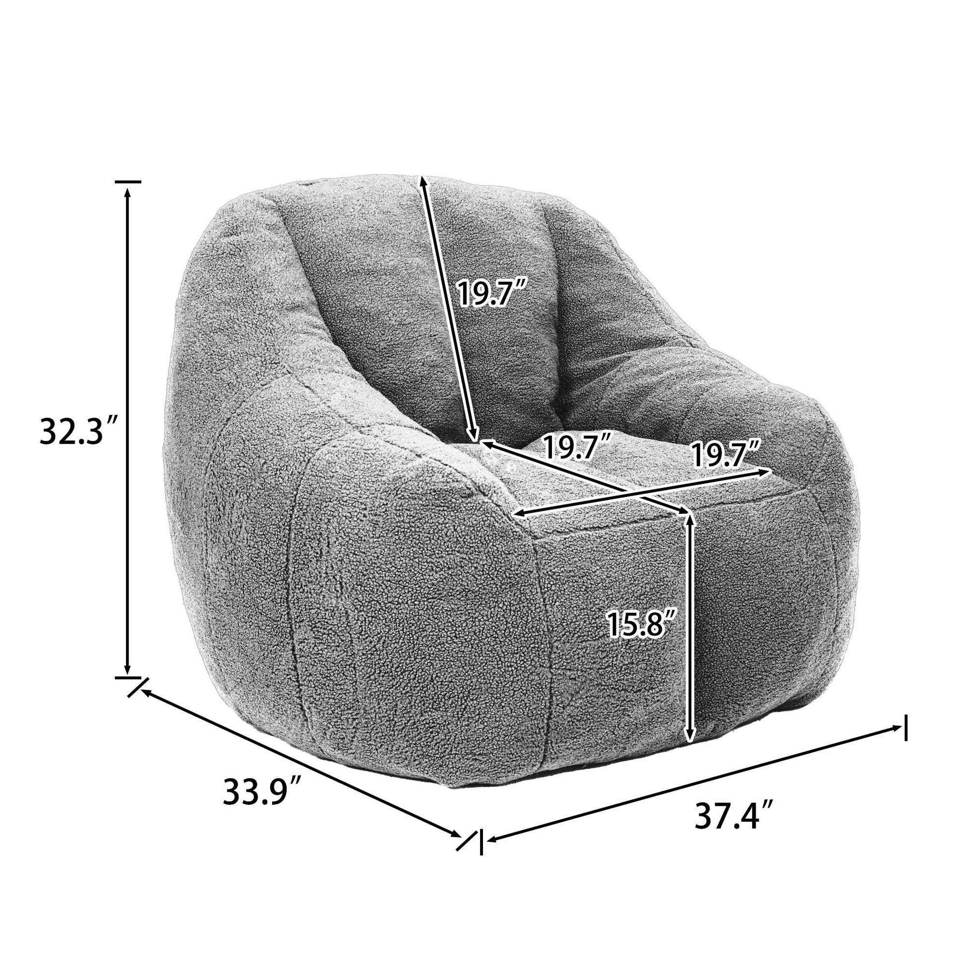 Comfy Bean Bag Chair with Memory Foam Filler – Tufted Soft Stuffed Bean Bag Sofa for Dorm, Apartment, or Living Room – Dark Blue