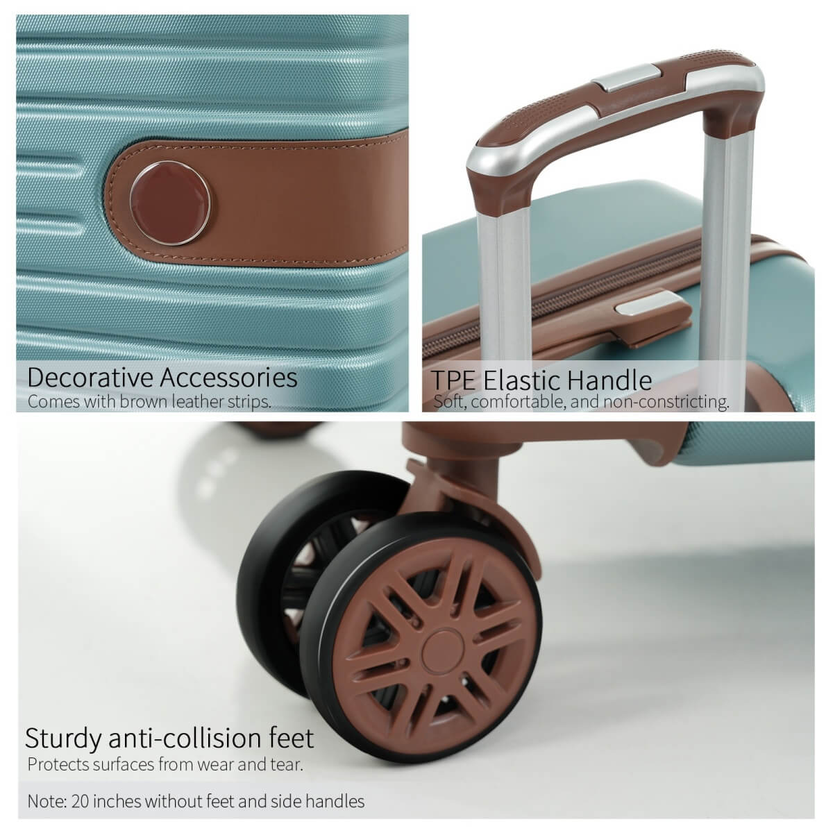 3-Piece Carry-On Luggage Set – Lightweight Hardshell ABS Suitcases, Airline Approved, 20 & 22-Inch, Blue