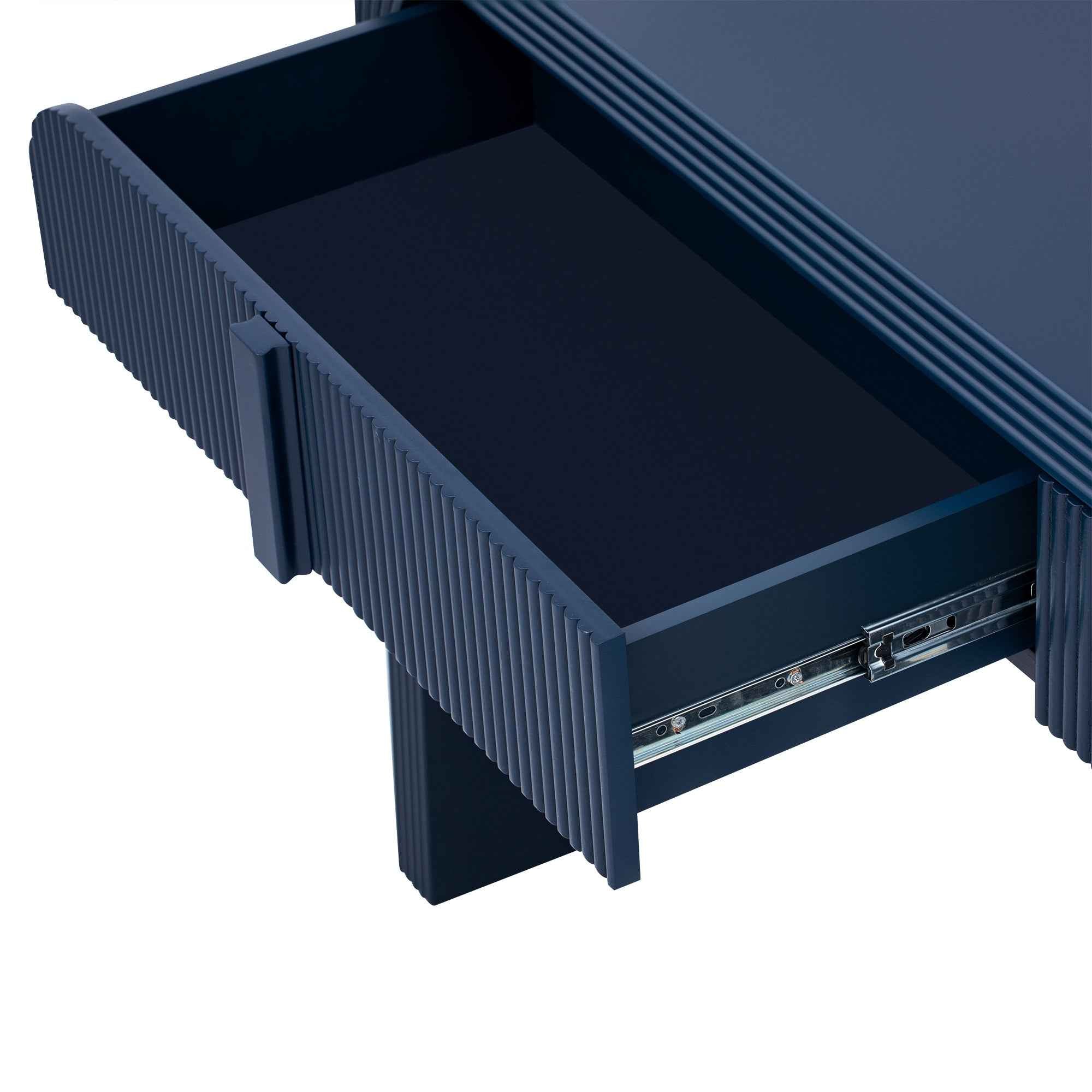 TREXM Modern Console Table with 2 Storage Drawers, Fluted Entryway Table with Rounded Silhouette for Hallway Living Room and Entryway (Navy Blue)