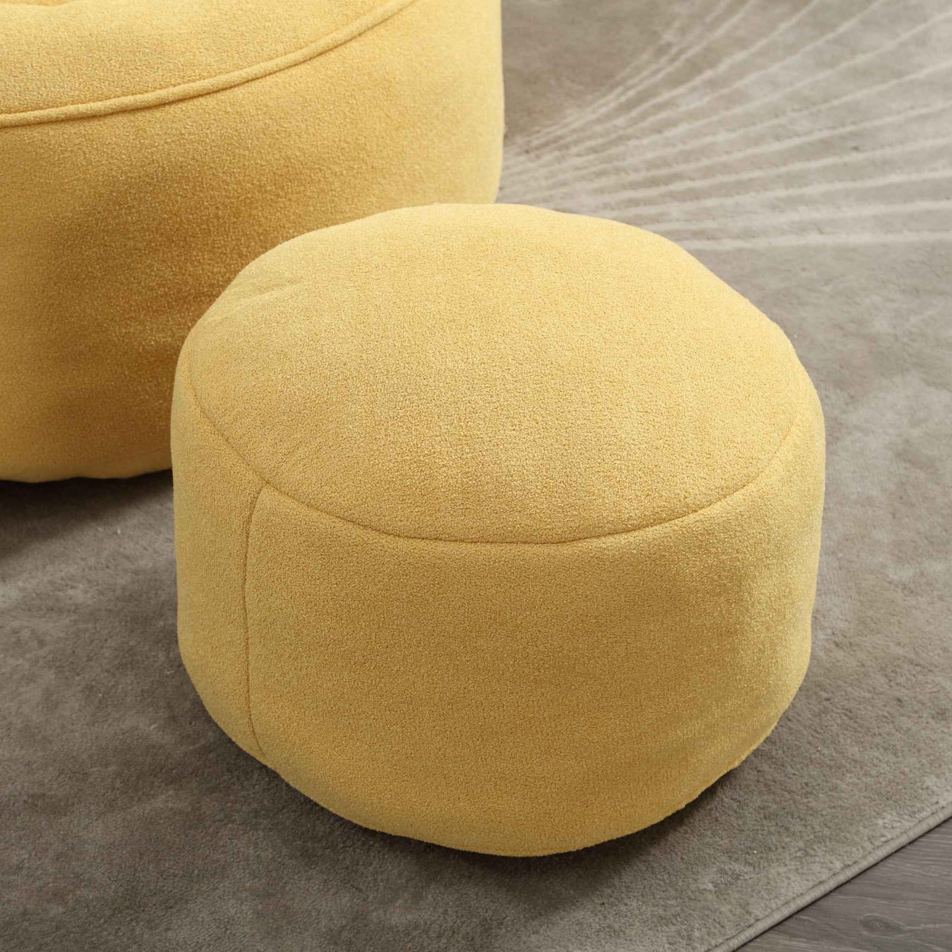 Bedding Bean Bag Sofa Chair with High-Pressure Foam and Footrest, Yellow Microfiber