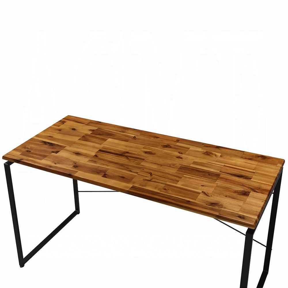Metal Frame Writing Desk 1pc Wooden Home Office Furniture Oak and Black Finish Laptop Table