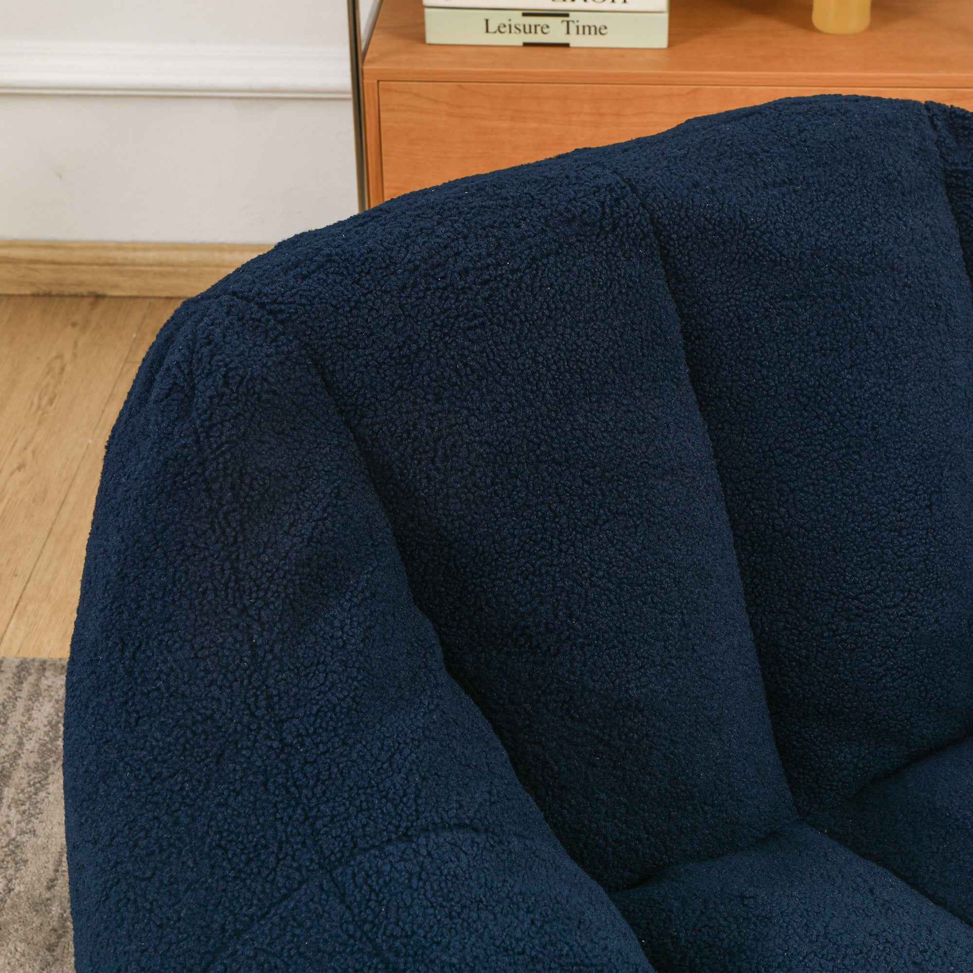 Comfy Bean Bag Chair with Memory Foam Filler – Tufted Soft Stuffed Bean Bag Sofa for Dorm, Apartment, or Living Room – Dark Blue