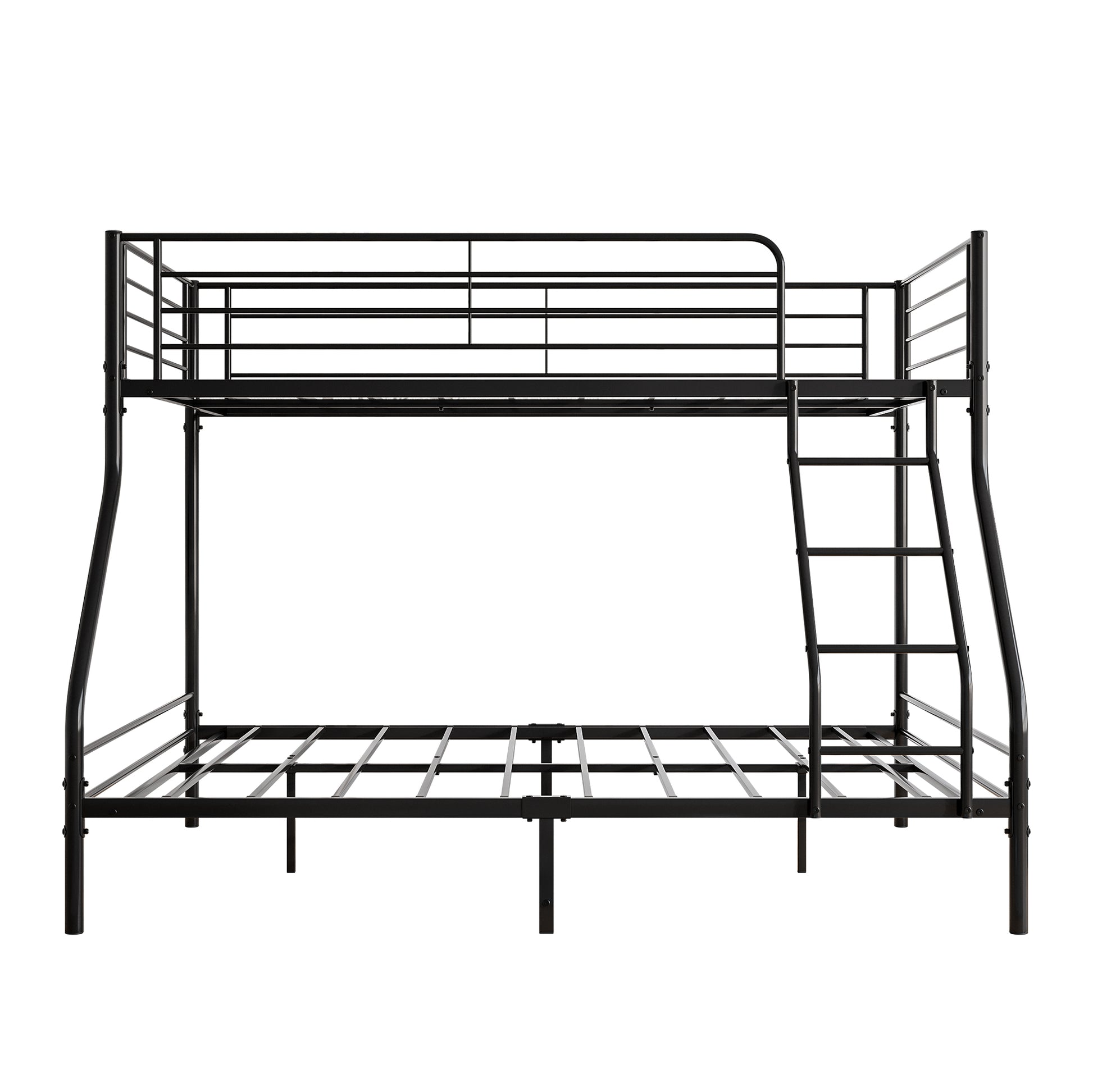 Heavy Duty Twin-Over-Full Metal Bunk Bed, Easy Assembly with Enhanced Upper-Level Guardrail, Black - Abrihome