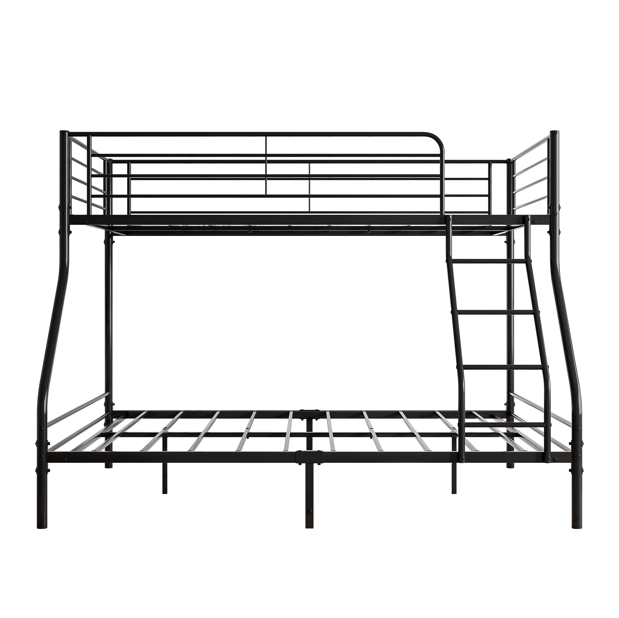 Heavy Duty Twin-Over-Full Metal Bunk Bed, Easy Assembly with Enhanced Upper-Level Guardrail, Black - Abrihome
