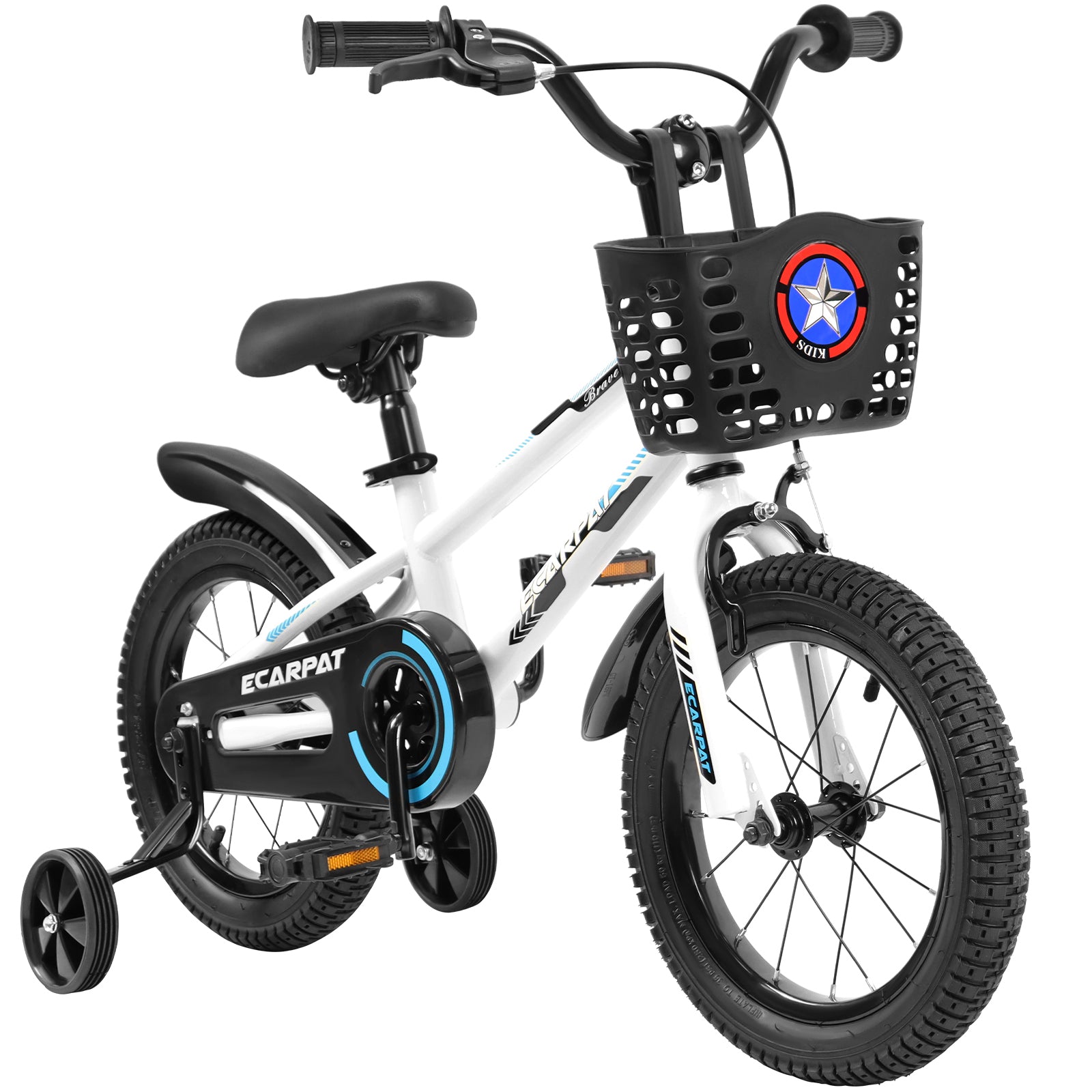 Kids Bike  16 inch for Boys & Girls with Training Wheels,  Freestyle Kids' Bicycle with Bell,Basket and fender.