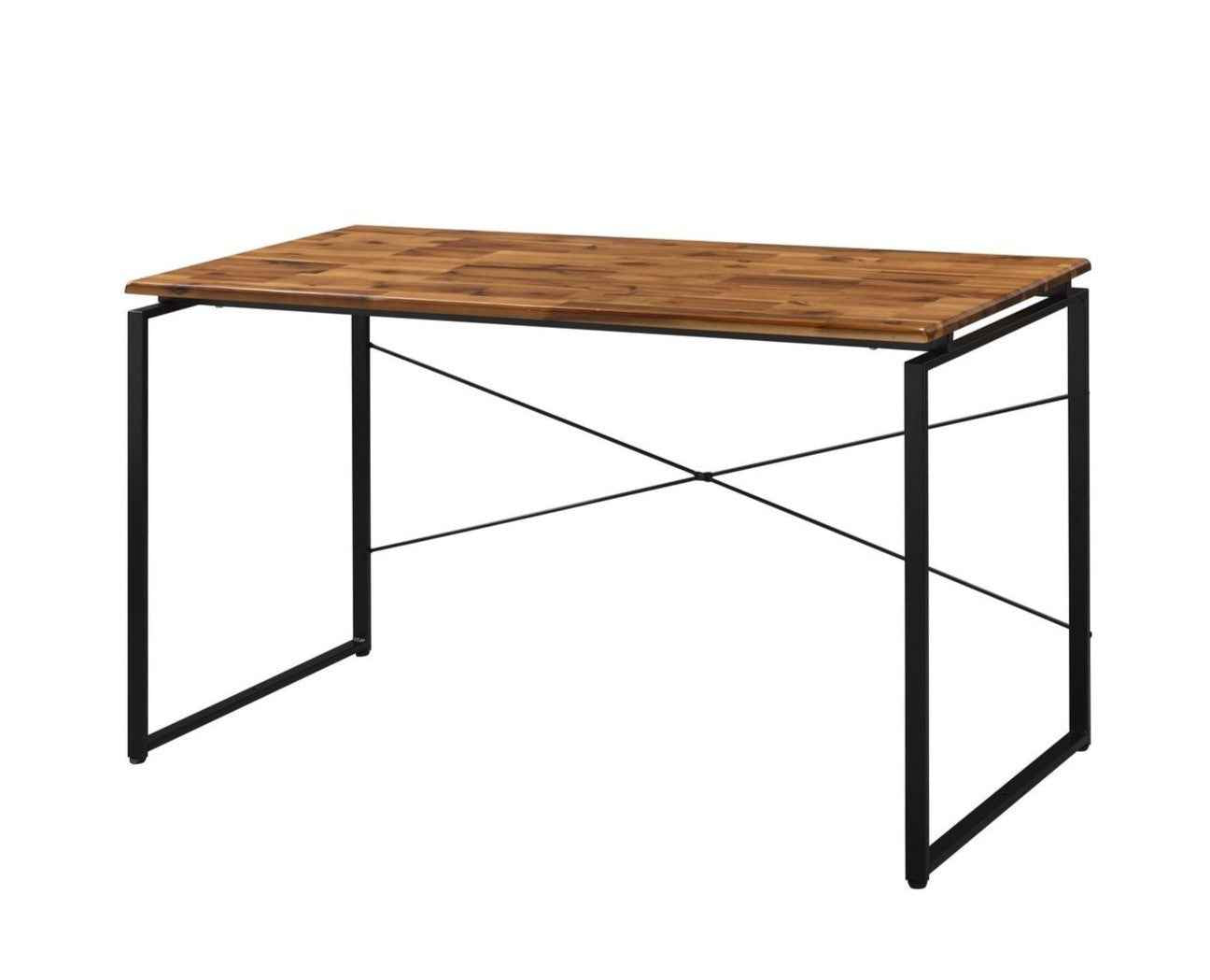 Metal Frame Writing Desk 1pc Wooden Home Office Furniture Oak and Black Finish Laptop Table