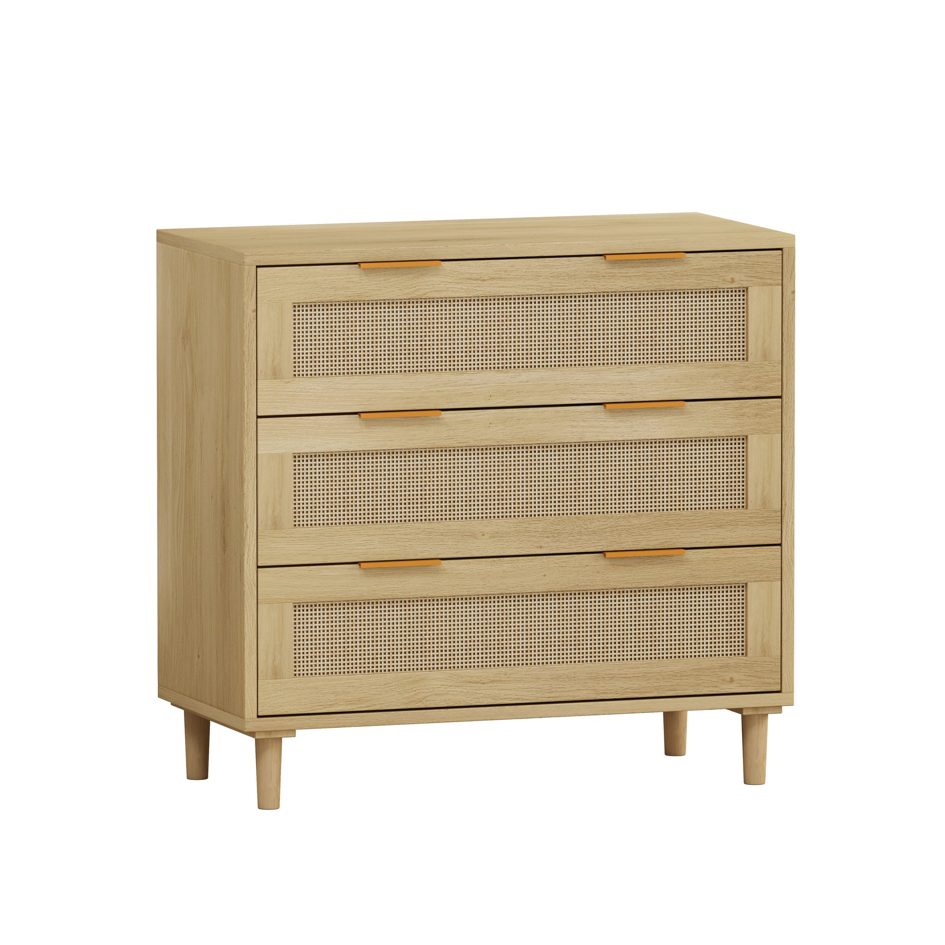 31.50'3-Drawers Rattan Storage Cabinet Rattan Drawer,for Bedroom,Living Room,Dining Room,Hallways,Oak - Abrihome