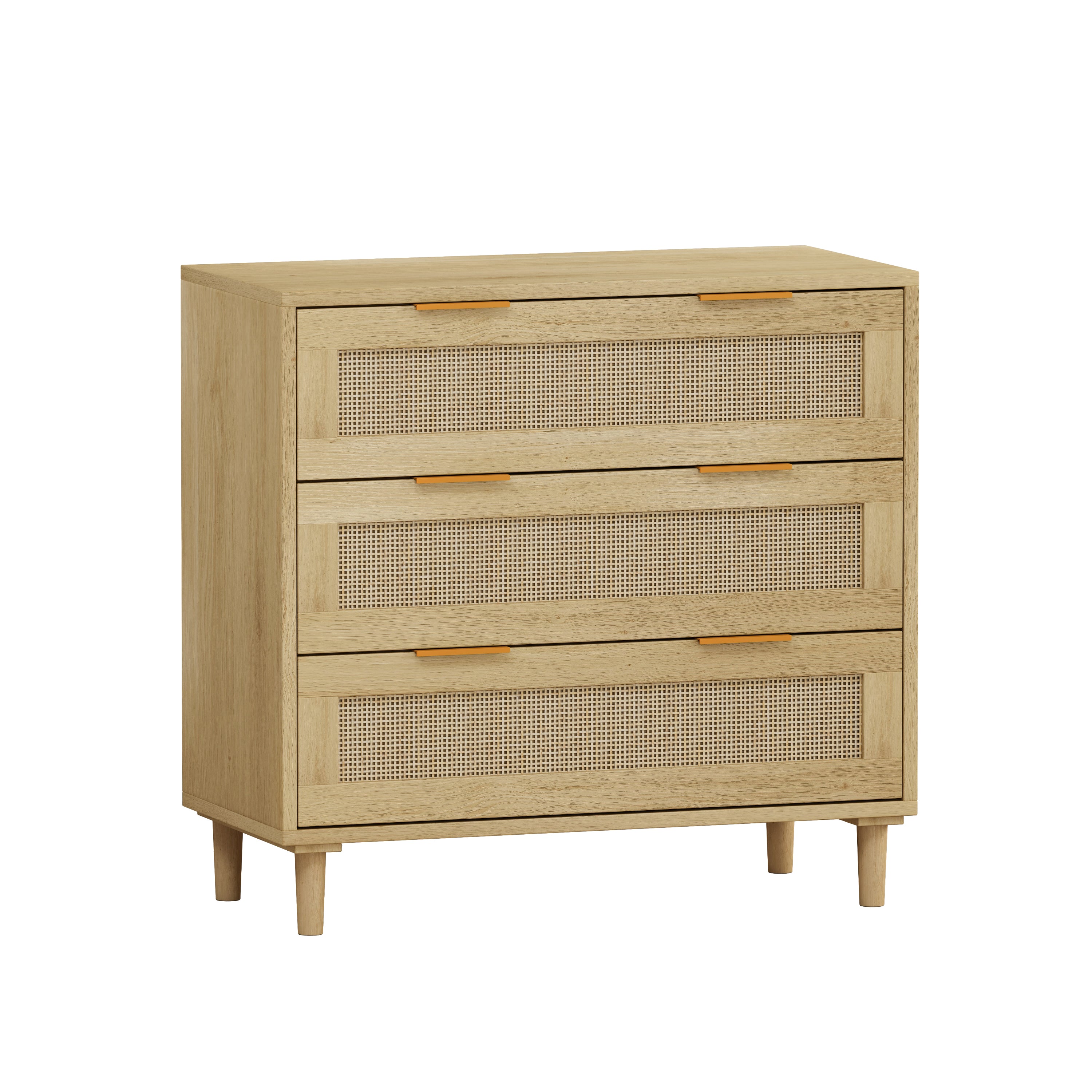 31.50'3-Drawers Rattan Storage Cabinet Rattan Drawer,for Bedroom,Living Room,Dining Room,Hallways,Oak - Abrihome