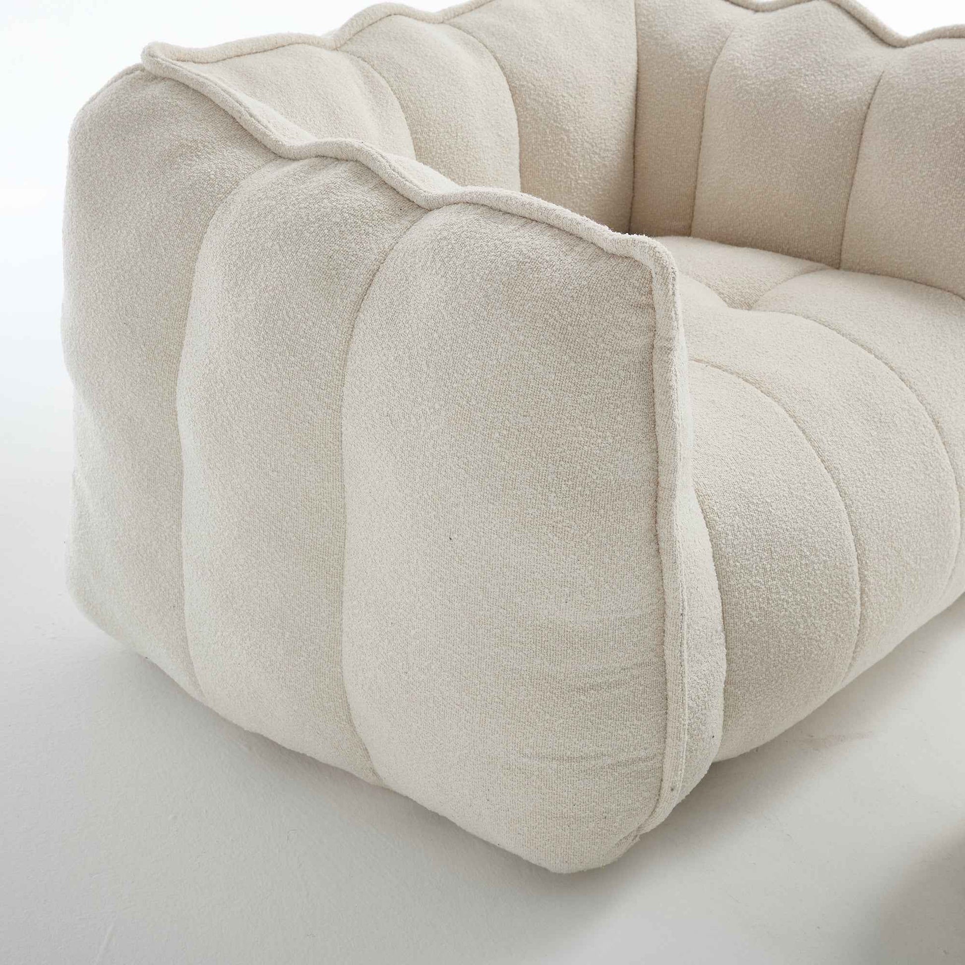 Soft Chenille Bean Bag Chair with High Resilient Foam for Living Room and Bedroom, Comfortable Square Lazy Sofa with Footstool for Adults
