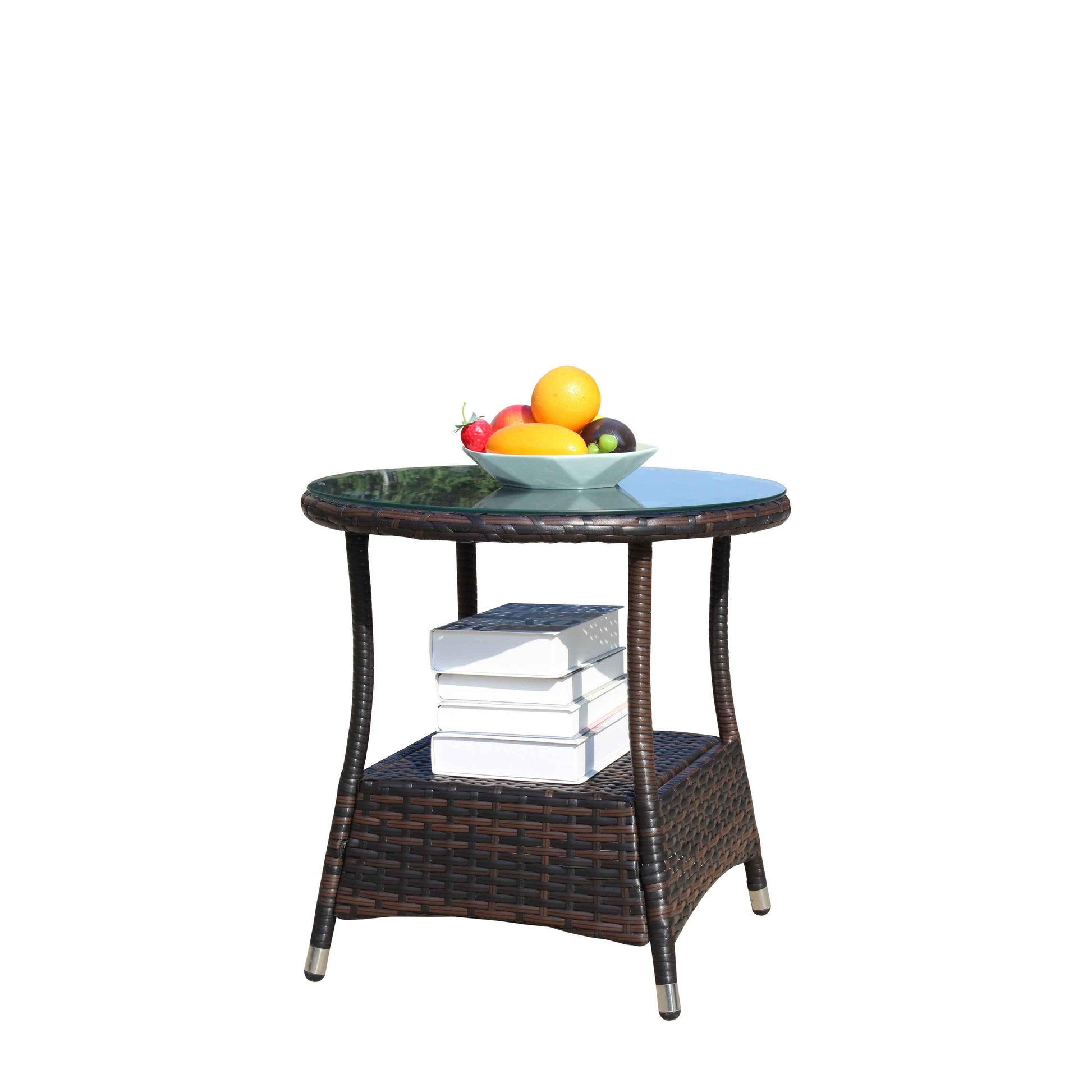 Outdoor patio Furniture 1 Round Coffee Table with clear tempered glass