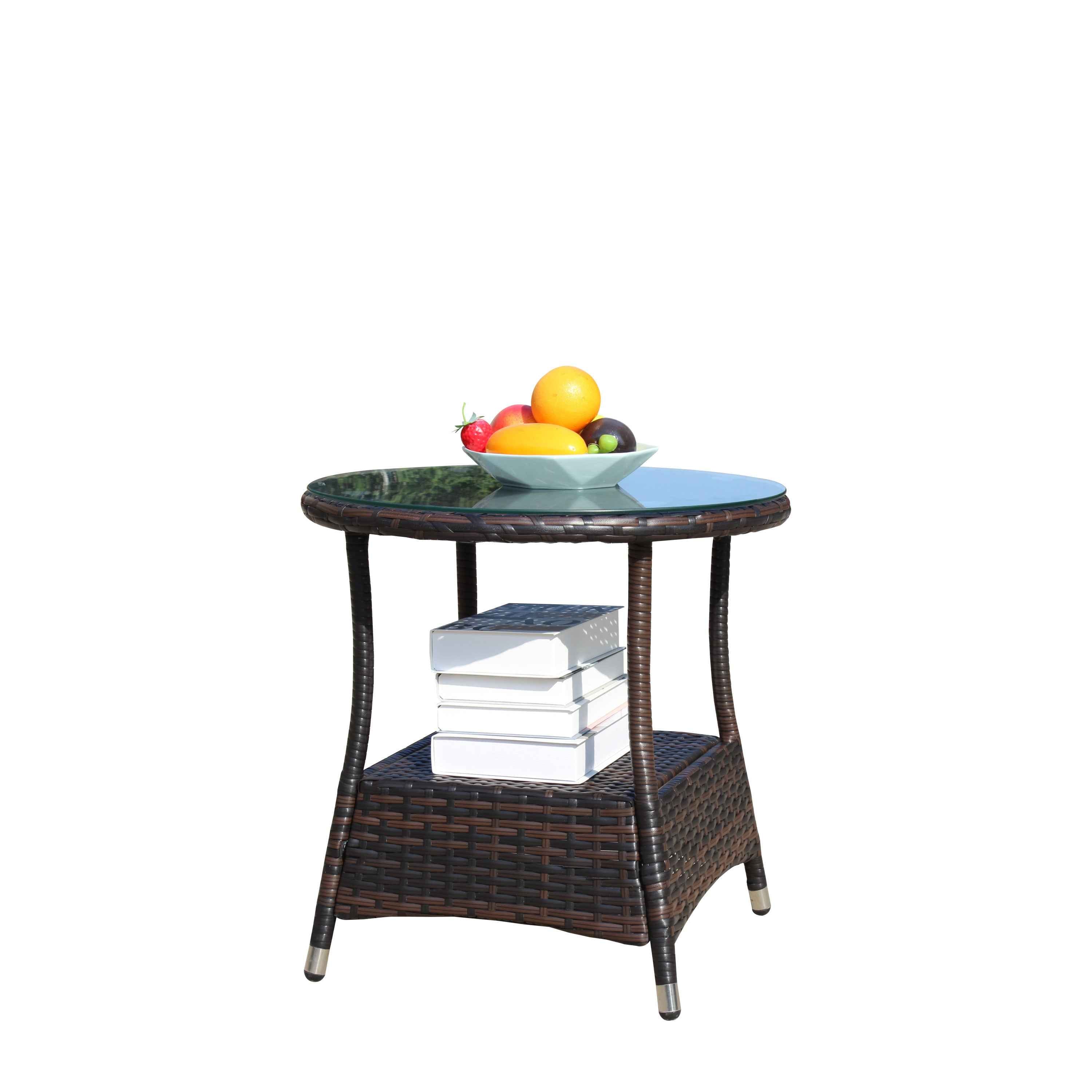 Outdoor patio Furniture 1 Round Coffee Table with clear tempered glass