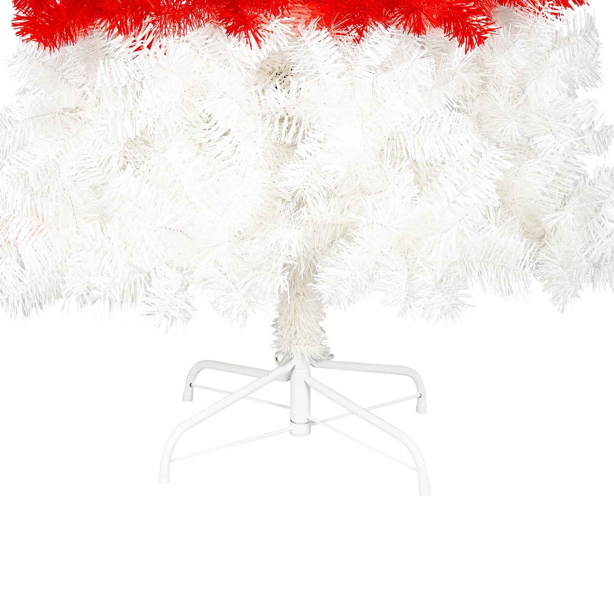 6FT Artificial Christmas Tree with LED Light, Santa's Hat Shape Artificial Whimsical Xmas Tree with 1050 Tip, Curved Xmax Tree