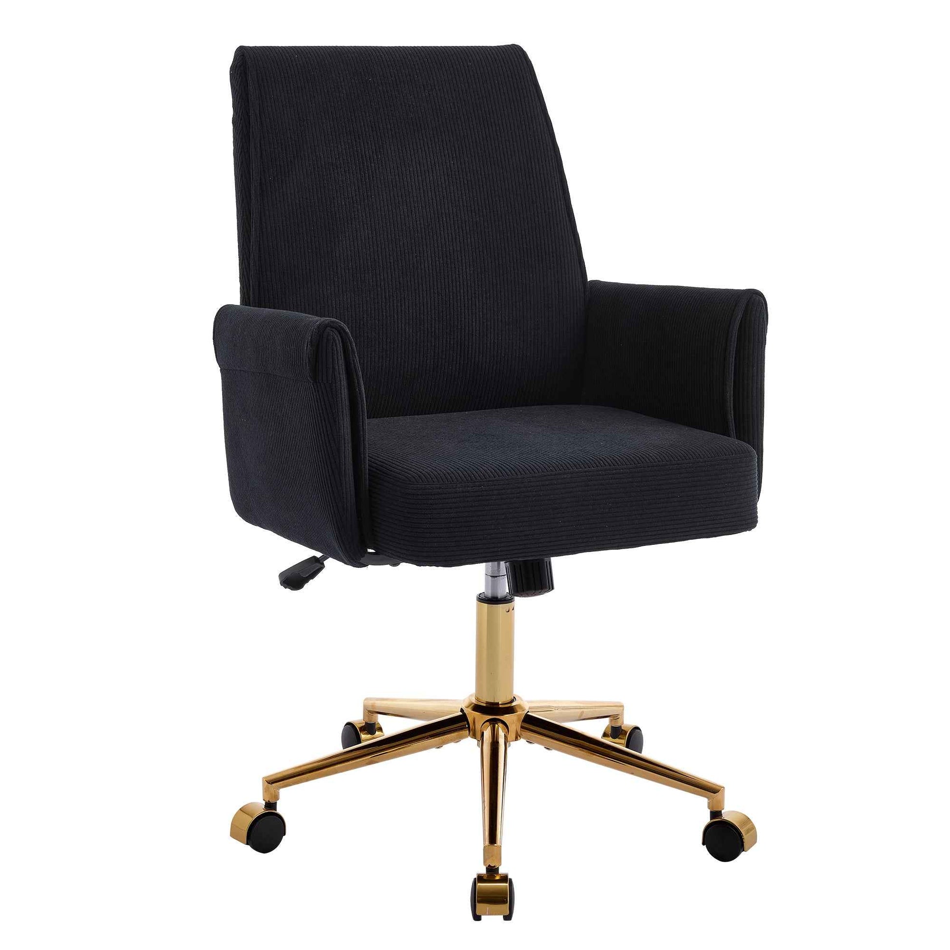 Mid-back liftable office chair, striped fabric, and ergonomically designed, is an excellent choice for working, studying or relaxing. The mid-back design provides a better sitting experience.Black