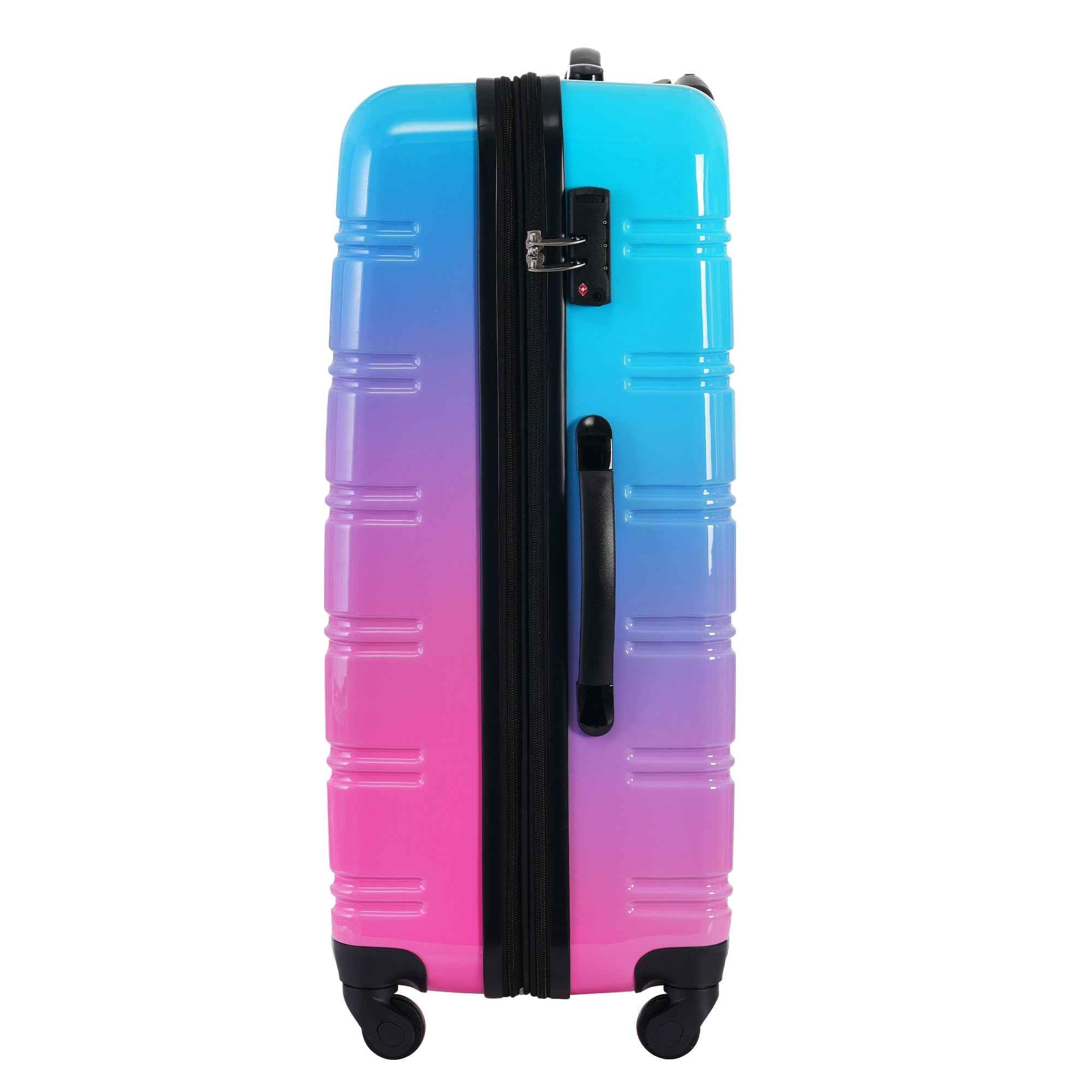 Gradient Color Expandable Hardshell Luggage Sets with Spinner Wheels and TSA Lock, Lightweight 20' 24' 28', Blue and Red