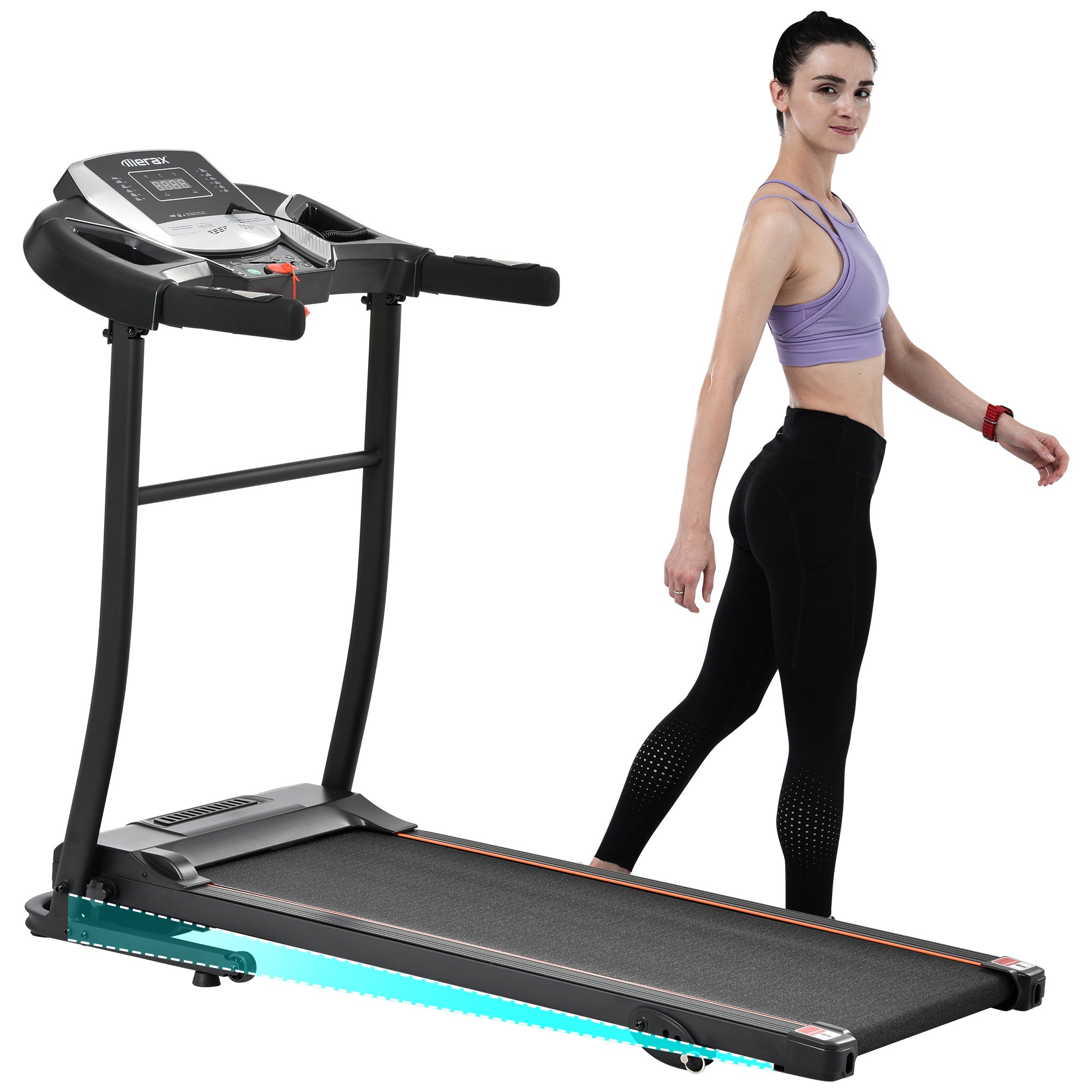 Folding Treadmill Electric Running Machine 2.5HP Motor 300LBS Weight Capacity Walking Jogging Machine with 3 Level Incline 12 Preset Programs for Home Gym