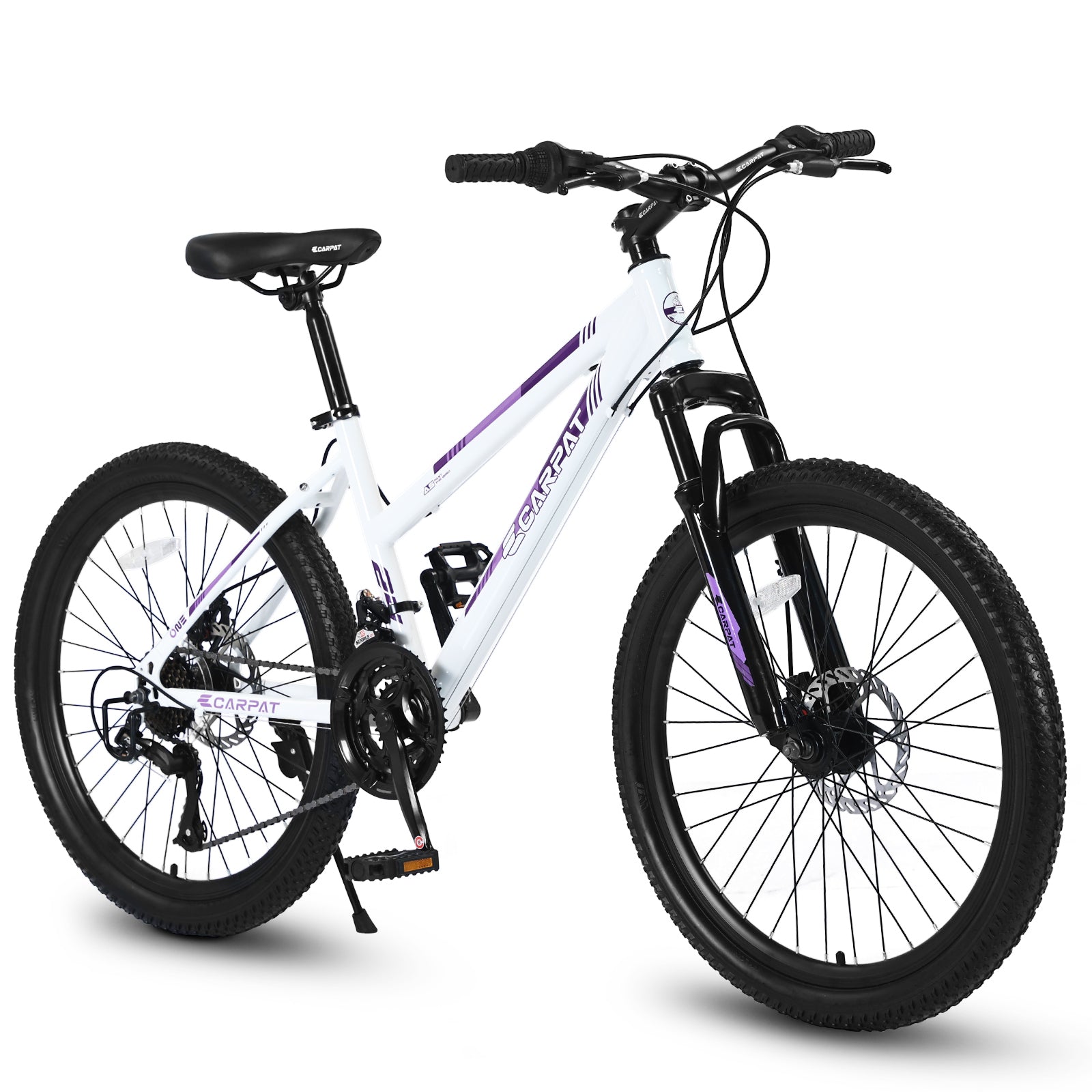 S26103 26 inch Mountain Bike for Teenagers Girls Women, Shimano 21 Speeds with Dual Disc Brakes and 100mm Front Suspension, White/Pink