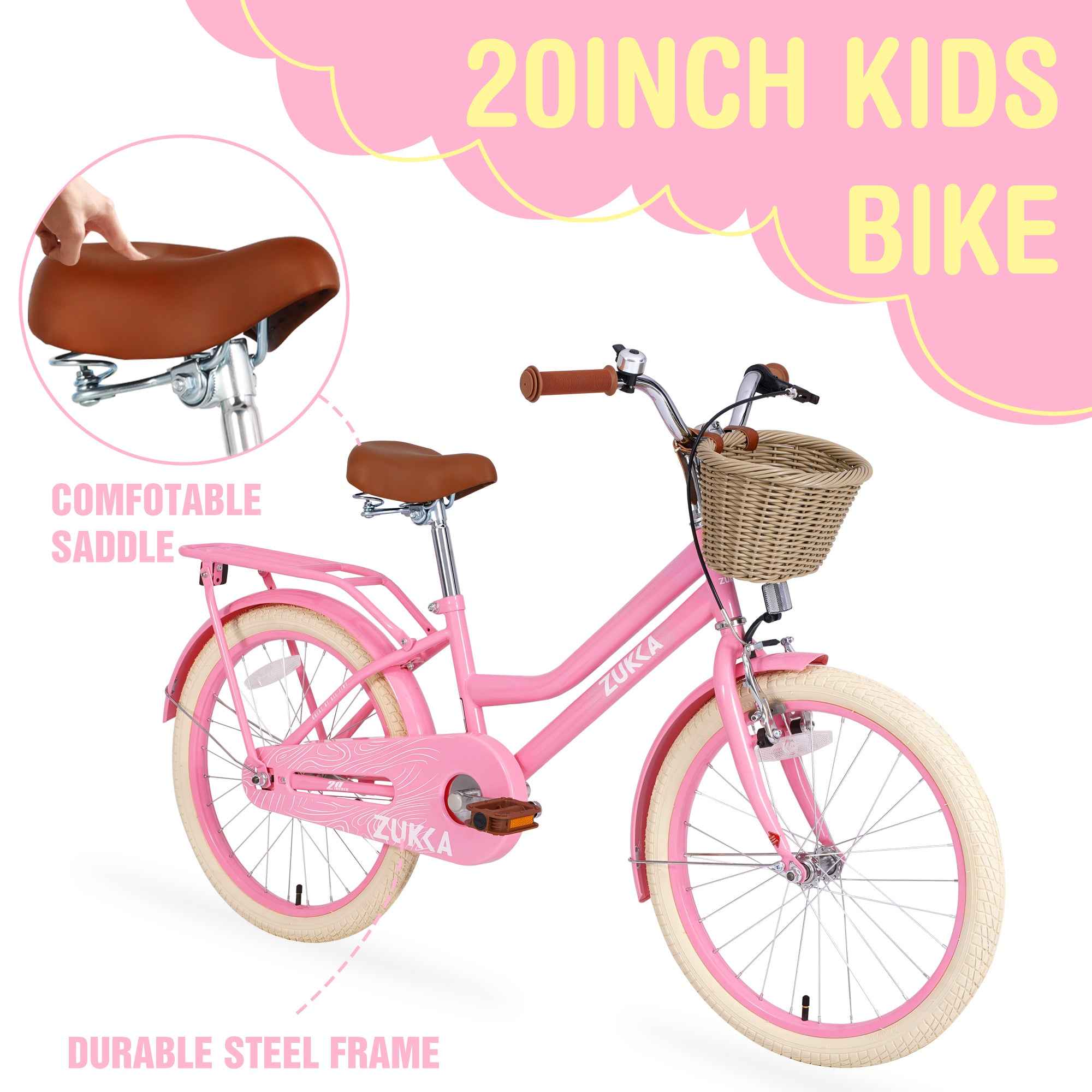 Multiple Colors,Girls Bike with Basket for 7-10 Years Old Kids,20 inch  wheel ,No Training Wheels Included