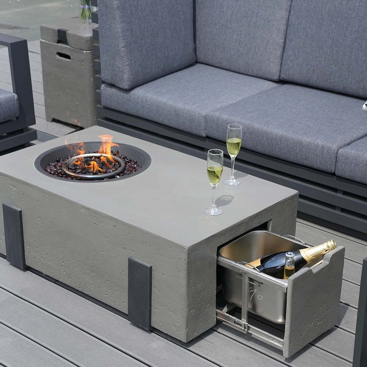 The latest furniture on the market - Abrihome 4-Pieces Patio Garden Aluminum Seating Set with Fire Pit