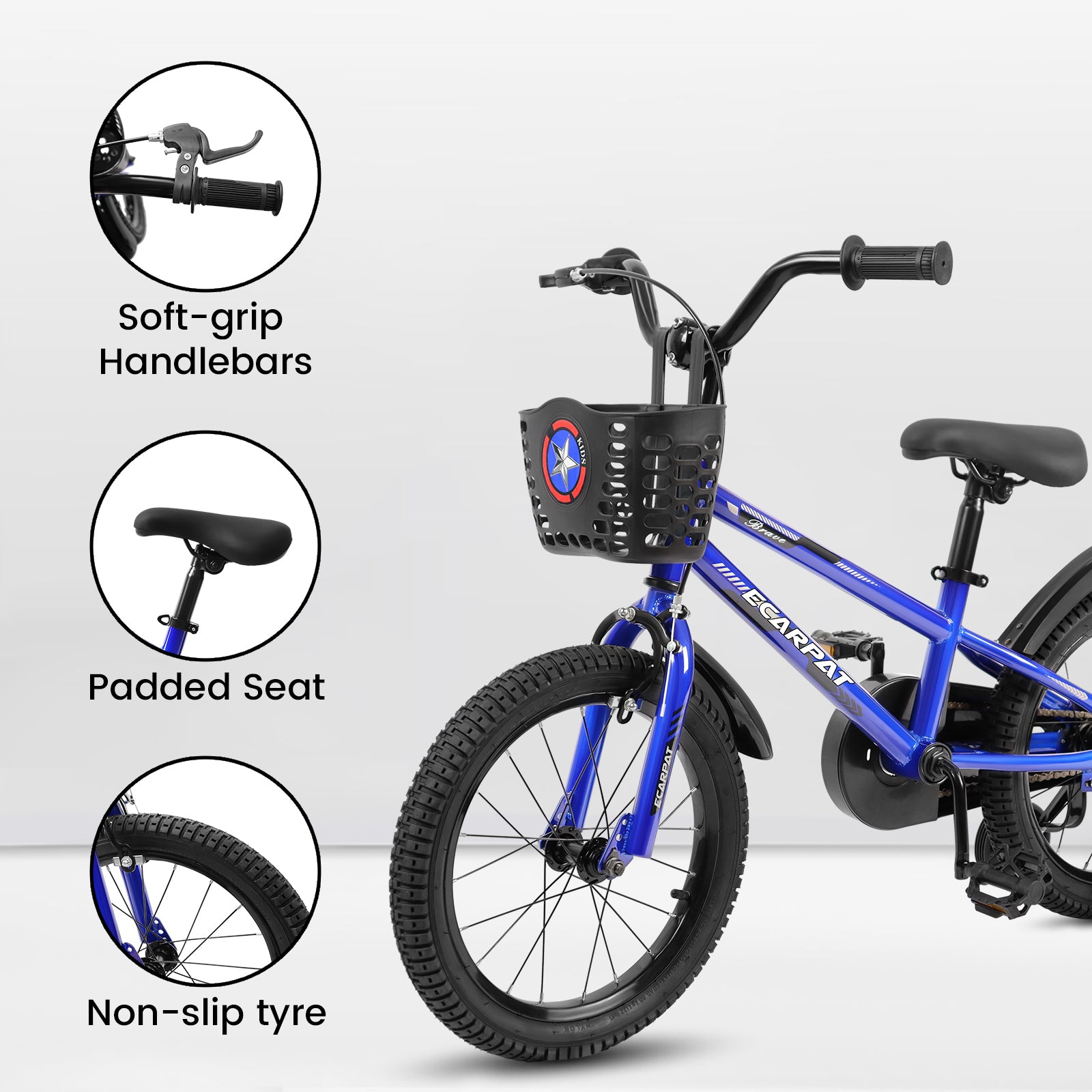 Kids Bike  16 inch for Boys & Girls with Training Wheels,  Freestyle Kids' Bicycle with Bell,Basket and fender.